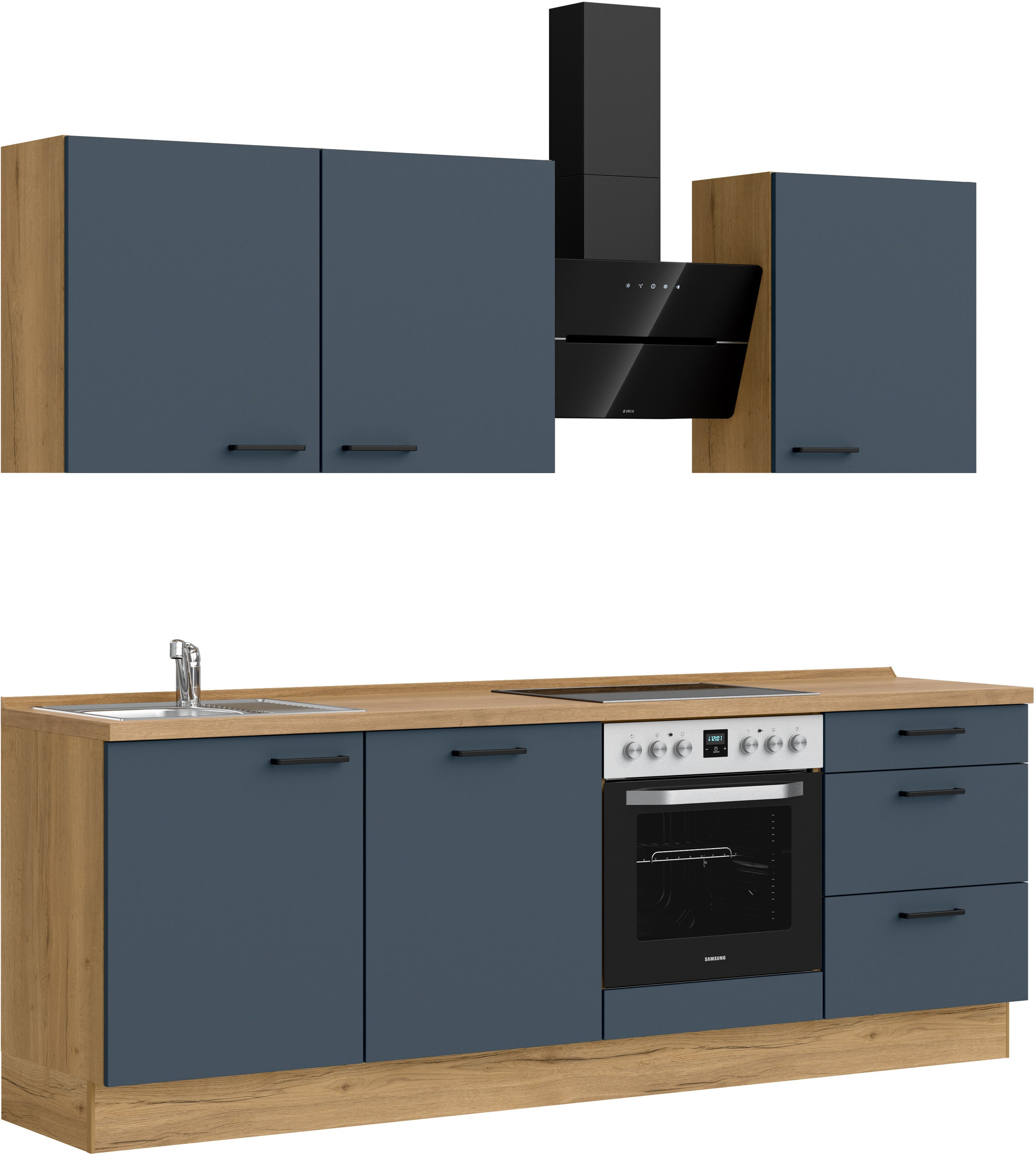 nobilia® Küchenzeile »"Easytouch II"« vormontiert, Ausrichtung wählbar, Breite 240 cm, wahlw. mit E-Geräten