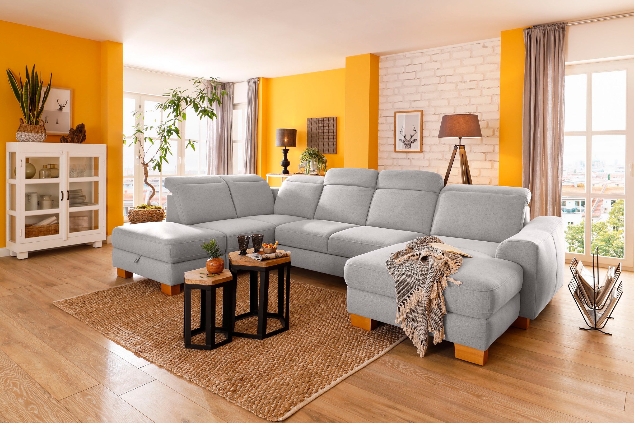 Home affaire Wohnlandschaft »Dundee U-Form« wahlweise mit Kopfteilverstellu günstig online kaufen