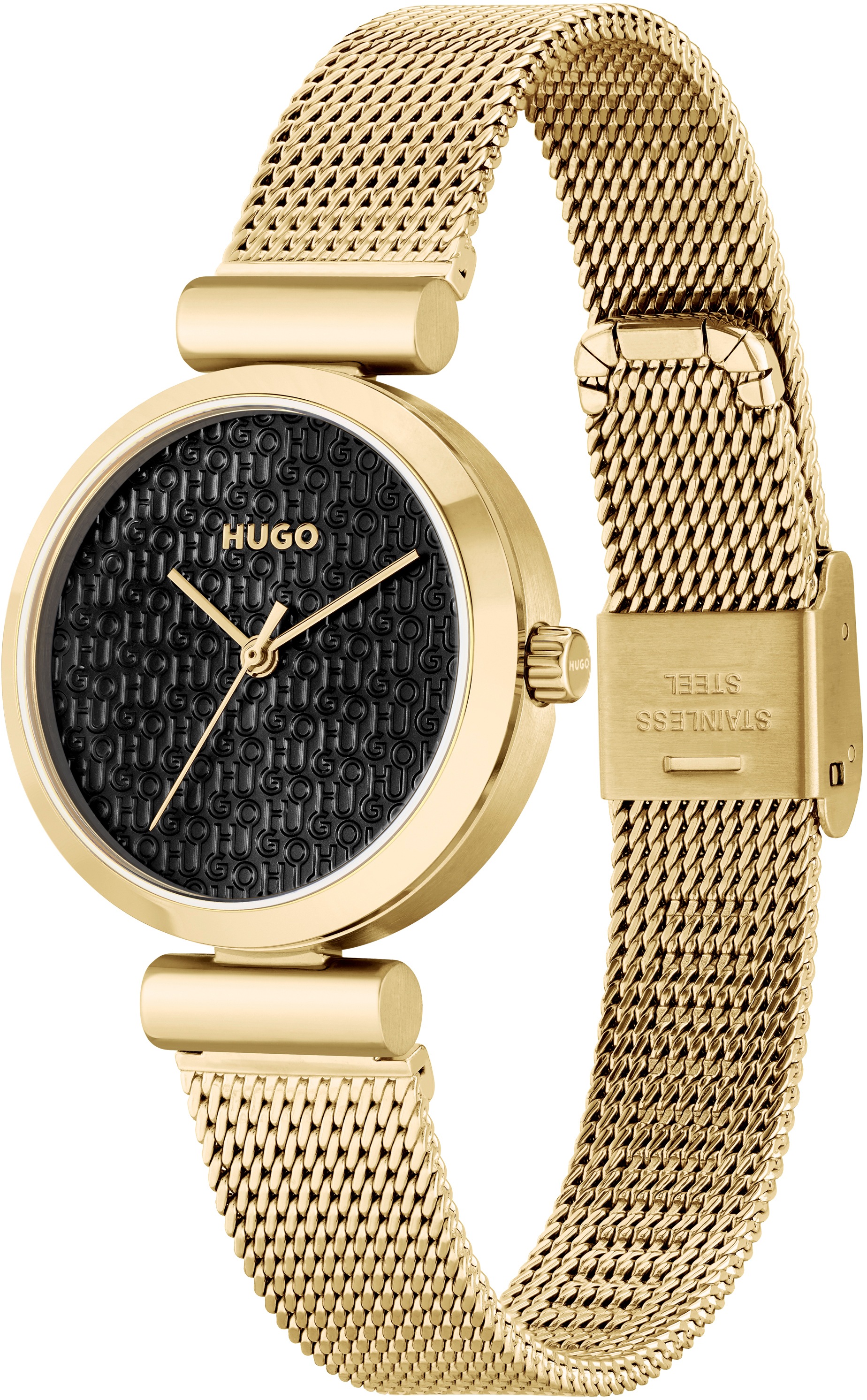 HUGO Quarzuhr »#SWEET« Armbanduhr, Damenuhr, Mineralglas, Edelstahlarmband