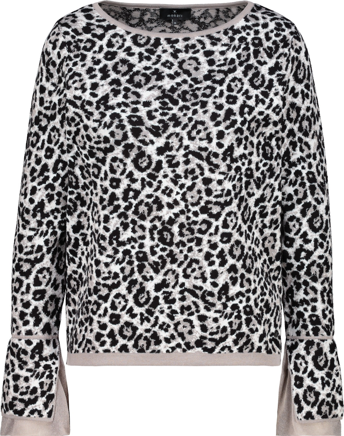 Monari Rundhalspullover »Pullover Leo allover«, Mit Rundhalsausschnitt