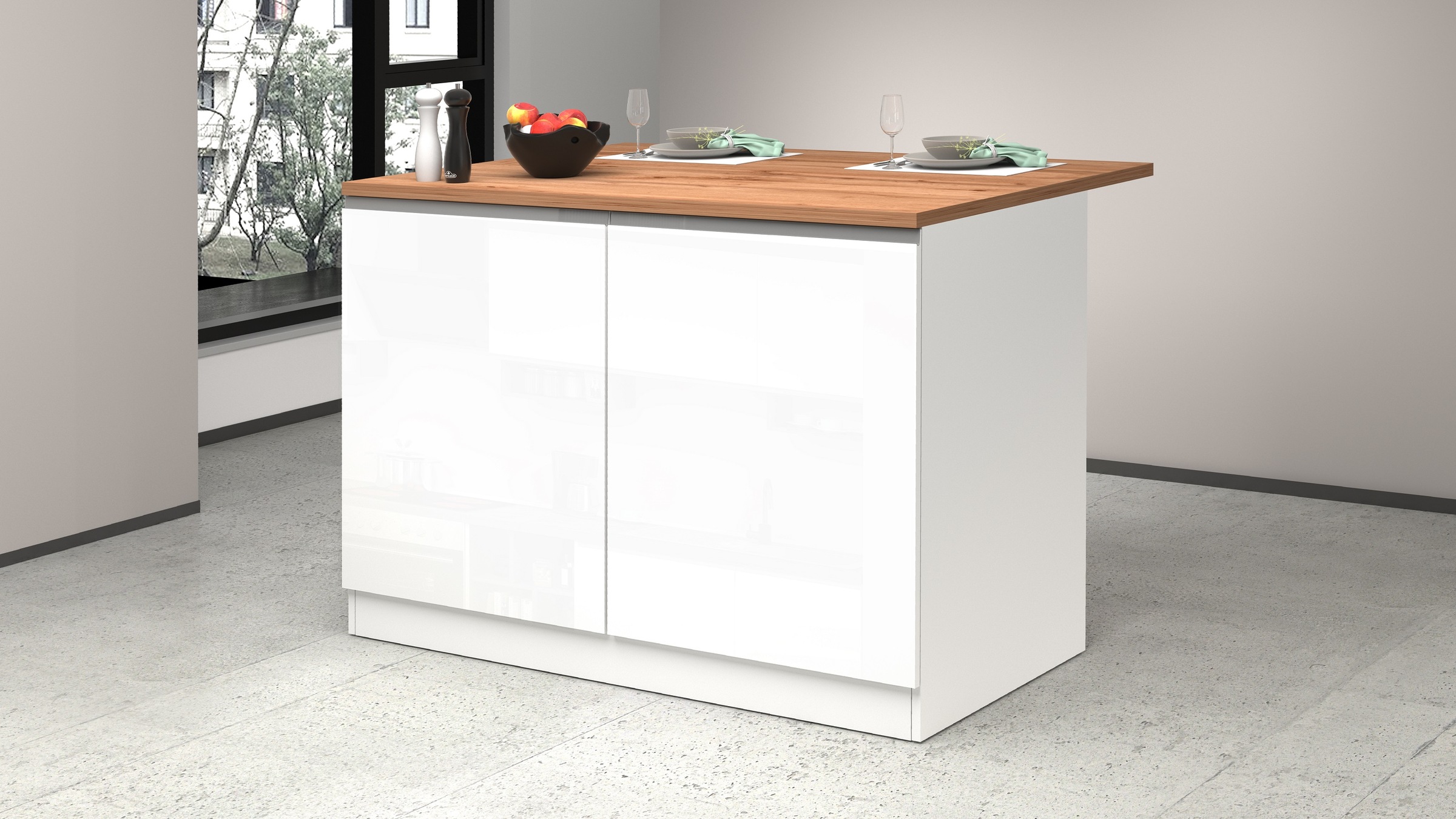 Kochstation Kücheninsel »KS-Sole«, Breite 125 cm, ohne E-Geräte günstig online kaufen