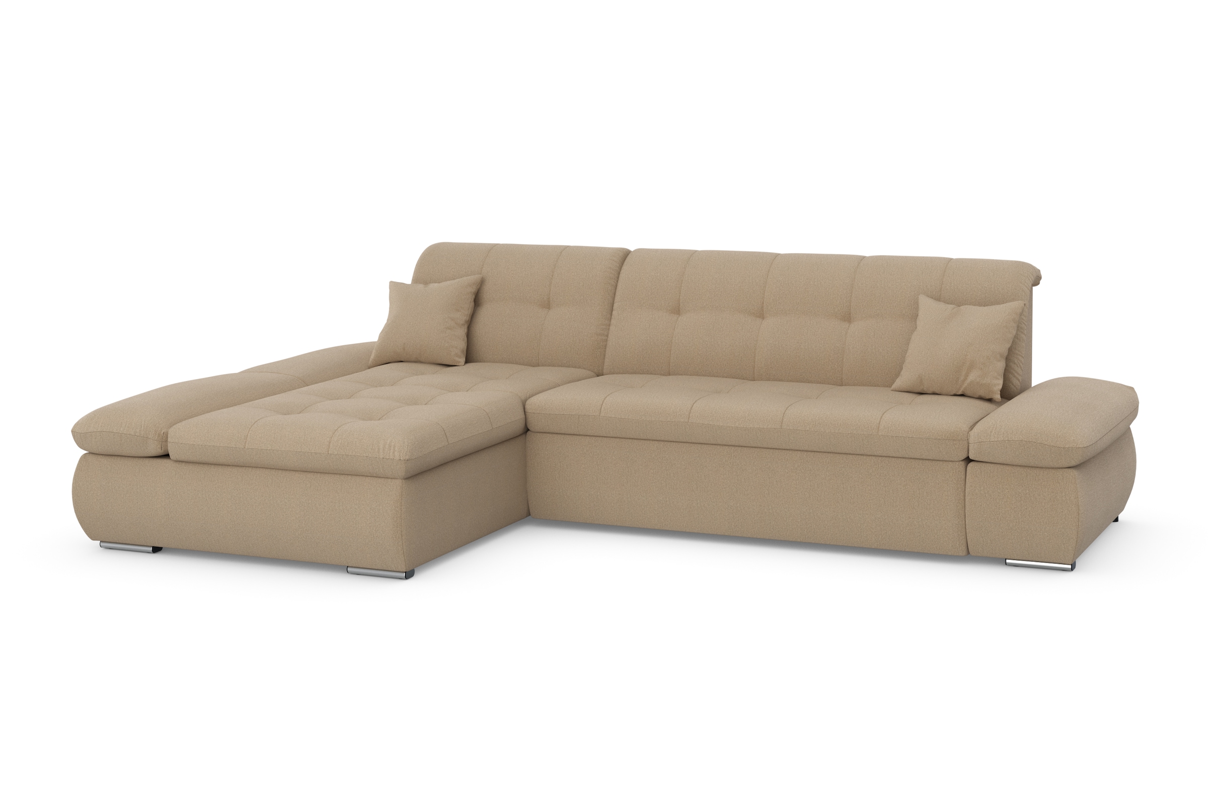 DOMO collection Ecksofa »Moric, L-Form, XXL-Sofa - Breite 300cm«, wahlweise mit Bettfunktion und Armteilverstellung, cappucino