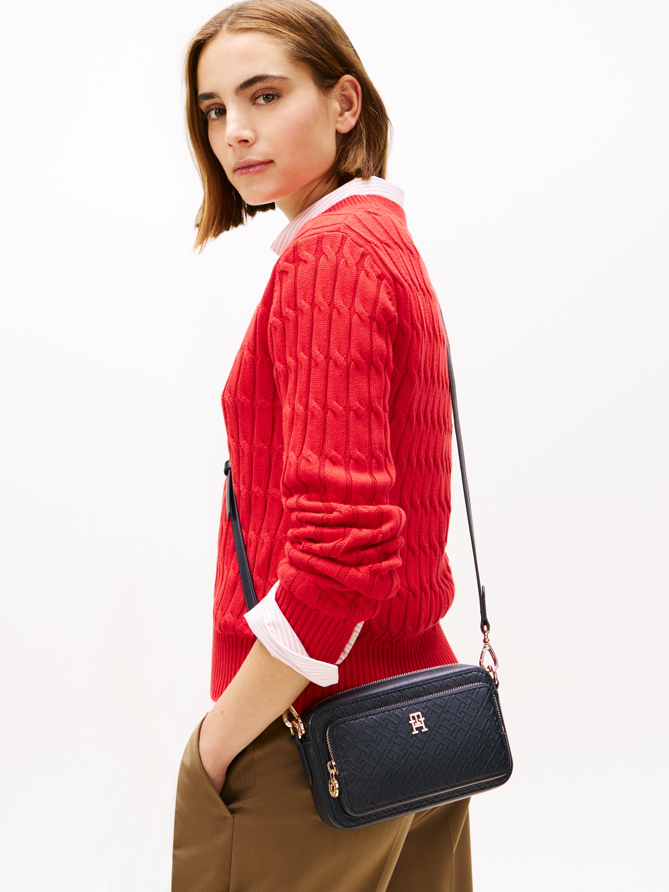 Tommy Hilfiger Umhängetasche »TH ICON CAMERA BAG MONO« , Damen Schultertasche, Minibag mit TH-Logoprägung