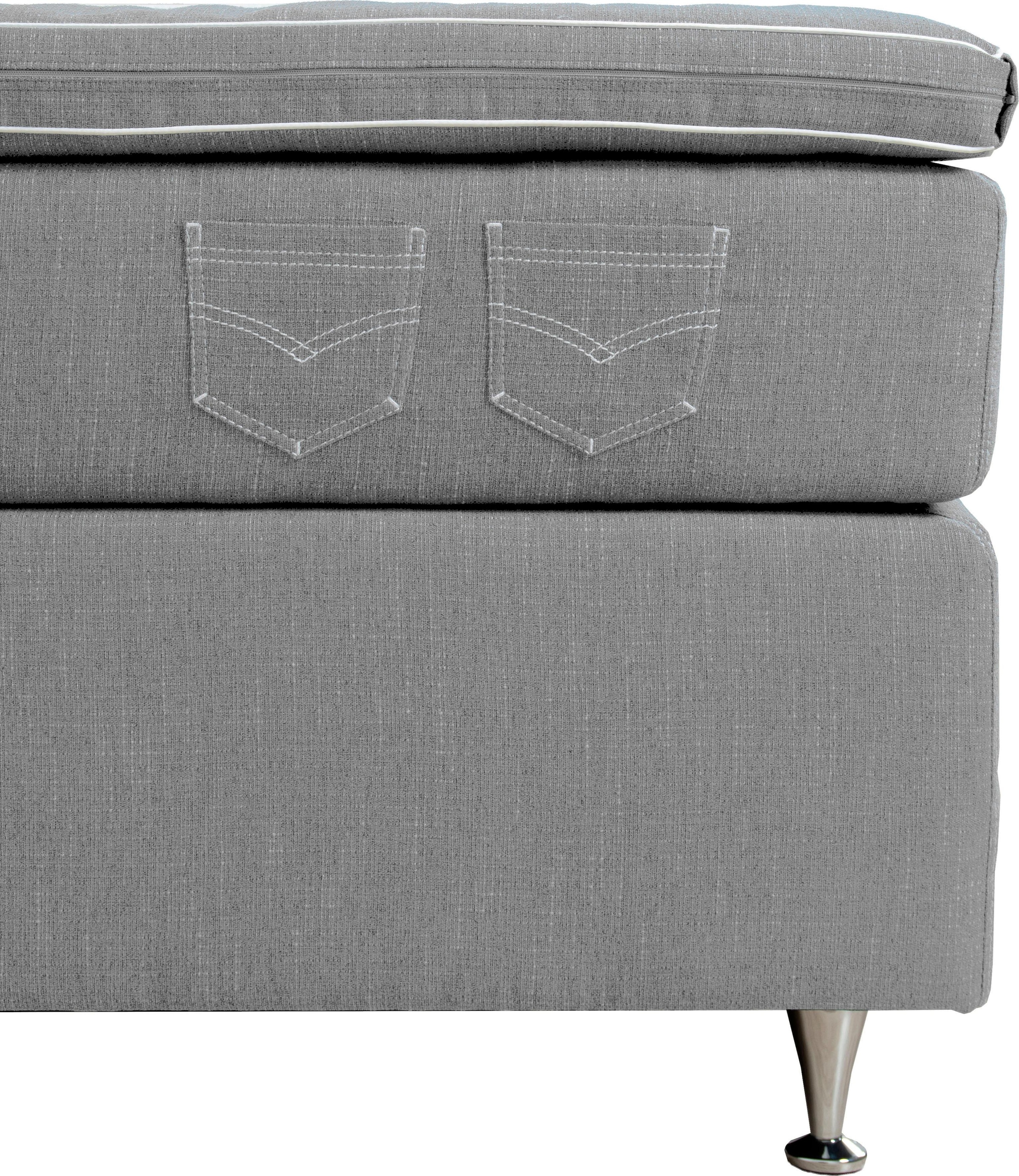 Home affaire Boxspringbett »Zahara« inkl. Topper, besonderes Highlight: aufgenähten Jeanstaschen - Optik