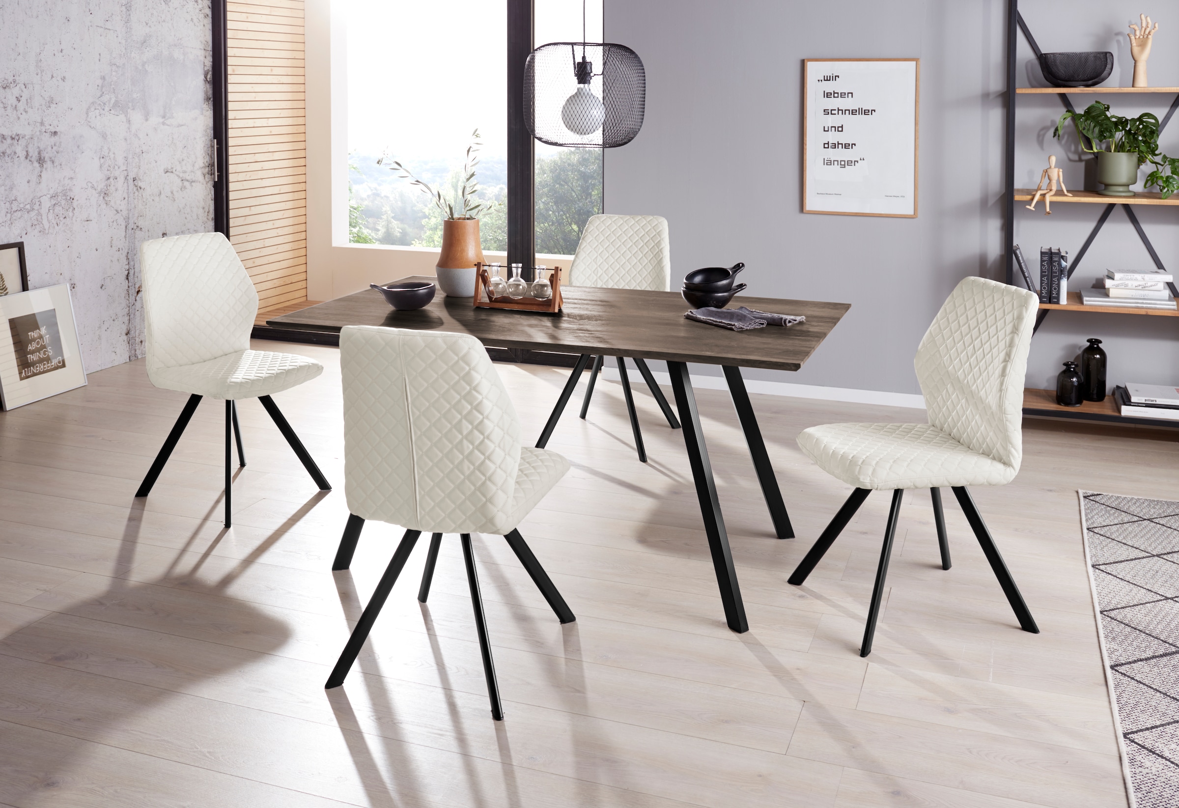 INOSIGN Essgruppe »Tristan & Isobel« 5 Stk. tlg. Stühle mit Rautensteppung günstig online kaufen