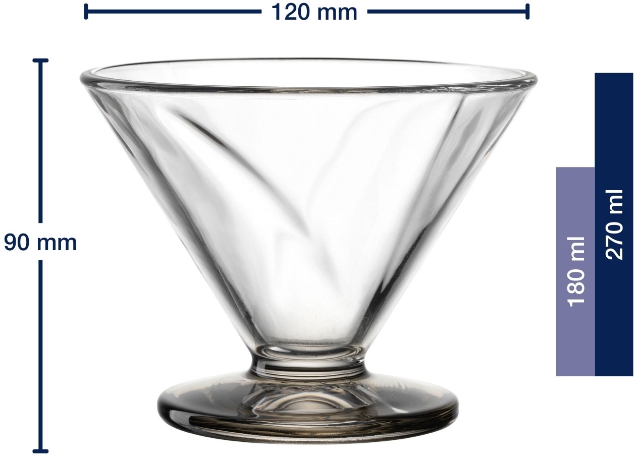 LEONARDO Eisschale »CONO, Eisbecher aus Glas, 270 ml, farbig, 6er-Set«, 6 tlg., aus Glas, spülmaschinengeeignet