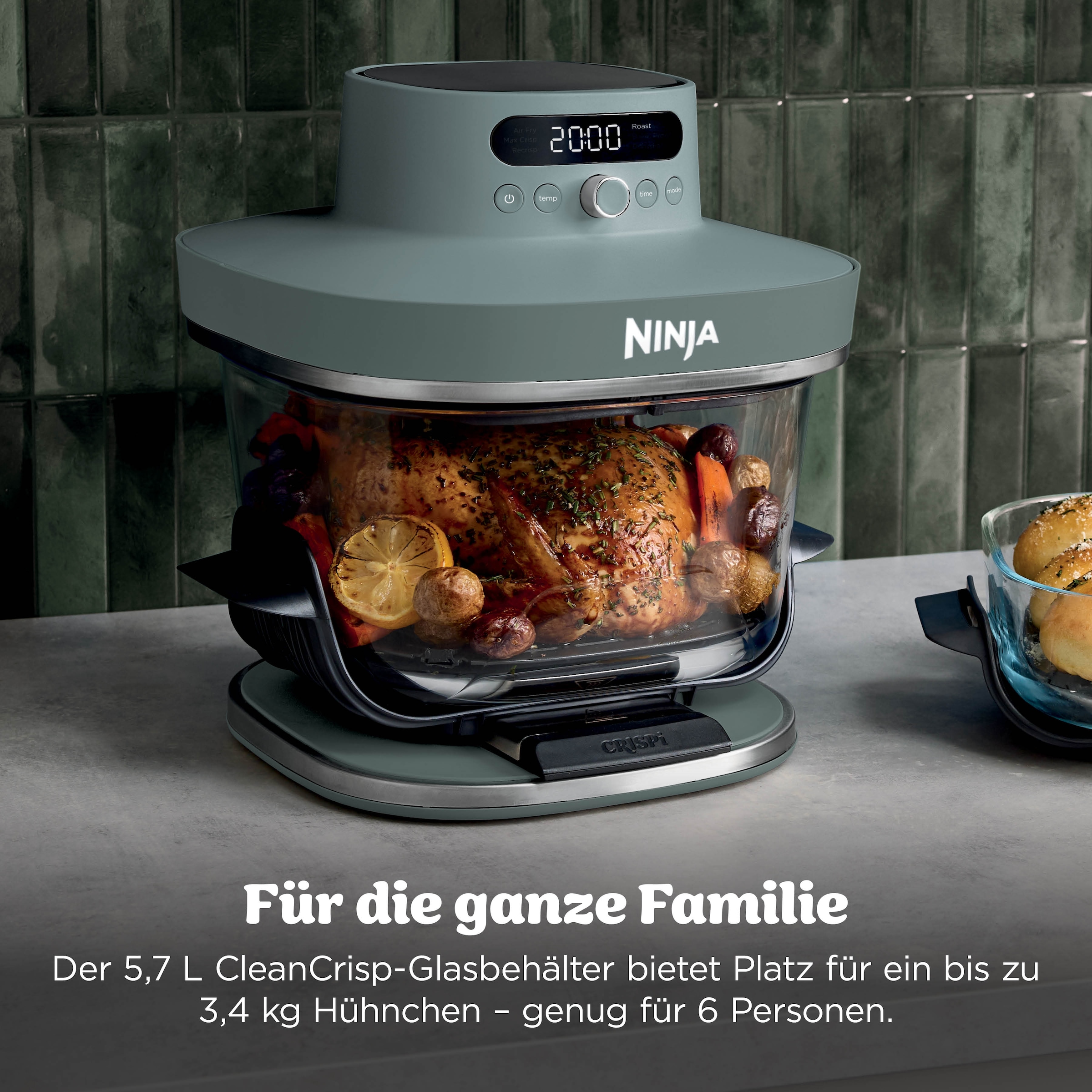 NINJA Heißluftfritteuse »CRISPi PRO 7-in-1 Glas-Air-Fryer - Beige AS101EULG« 2050 W 7 Kochfunktionen, Vorbereitung, Zubereitung + Aufbewahrung von Speisen