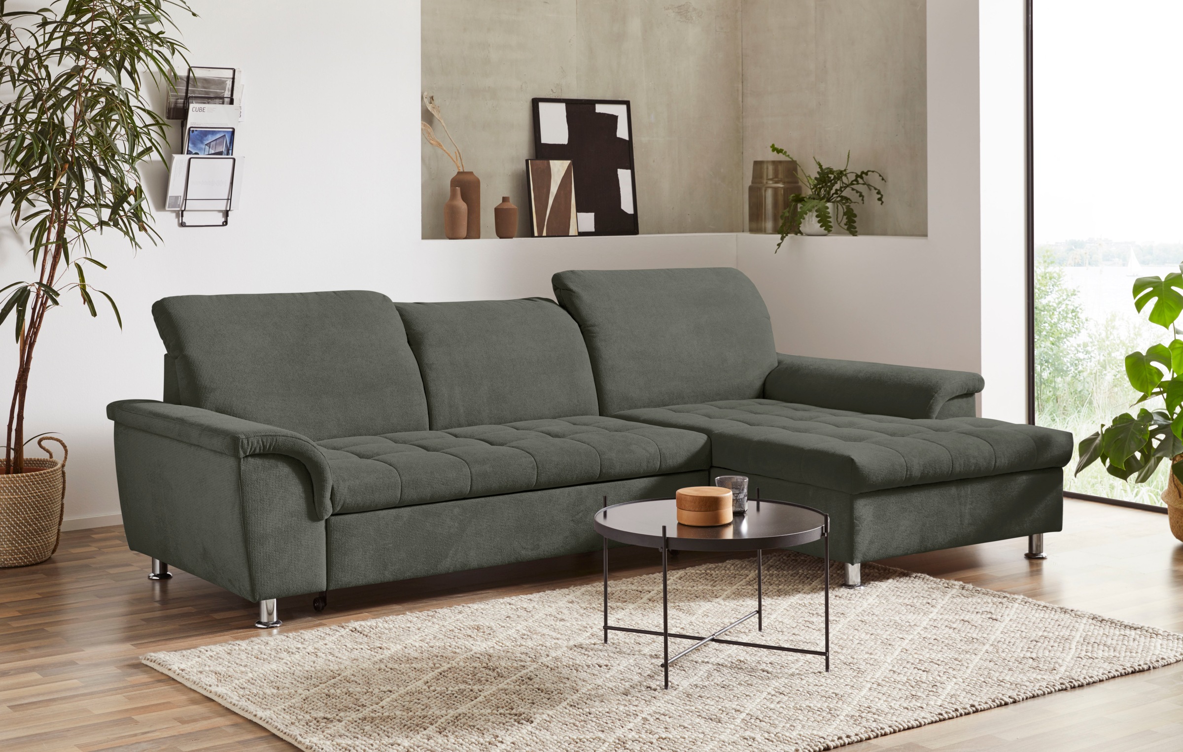 DOMO collection Ecksofa »Franzi, zeitlos und elegant, moderne Sitzheftung, günstig online kaufen