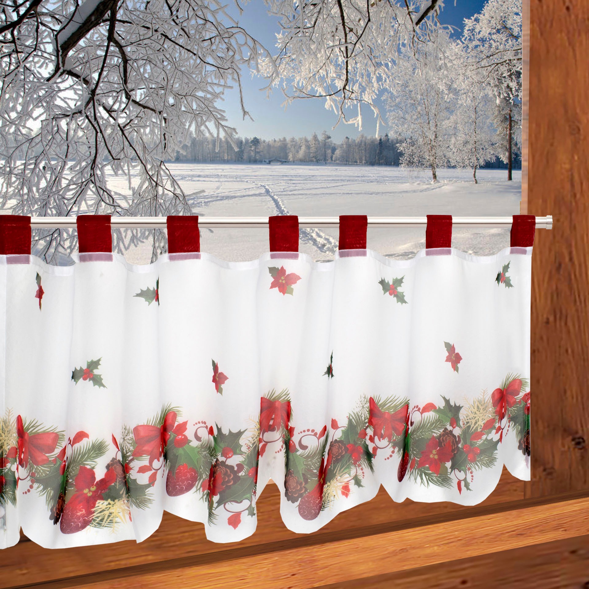 Delindo Lifestyle Gardine »Weihnachten«, (1 St.), mit Schlaufenaufhängung, für die Küche