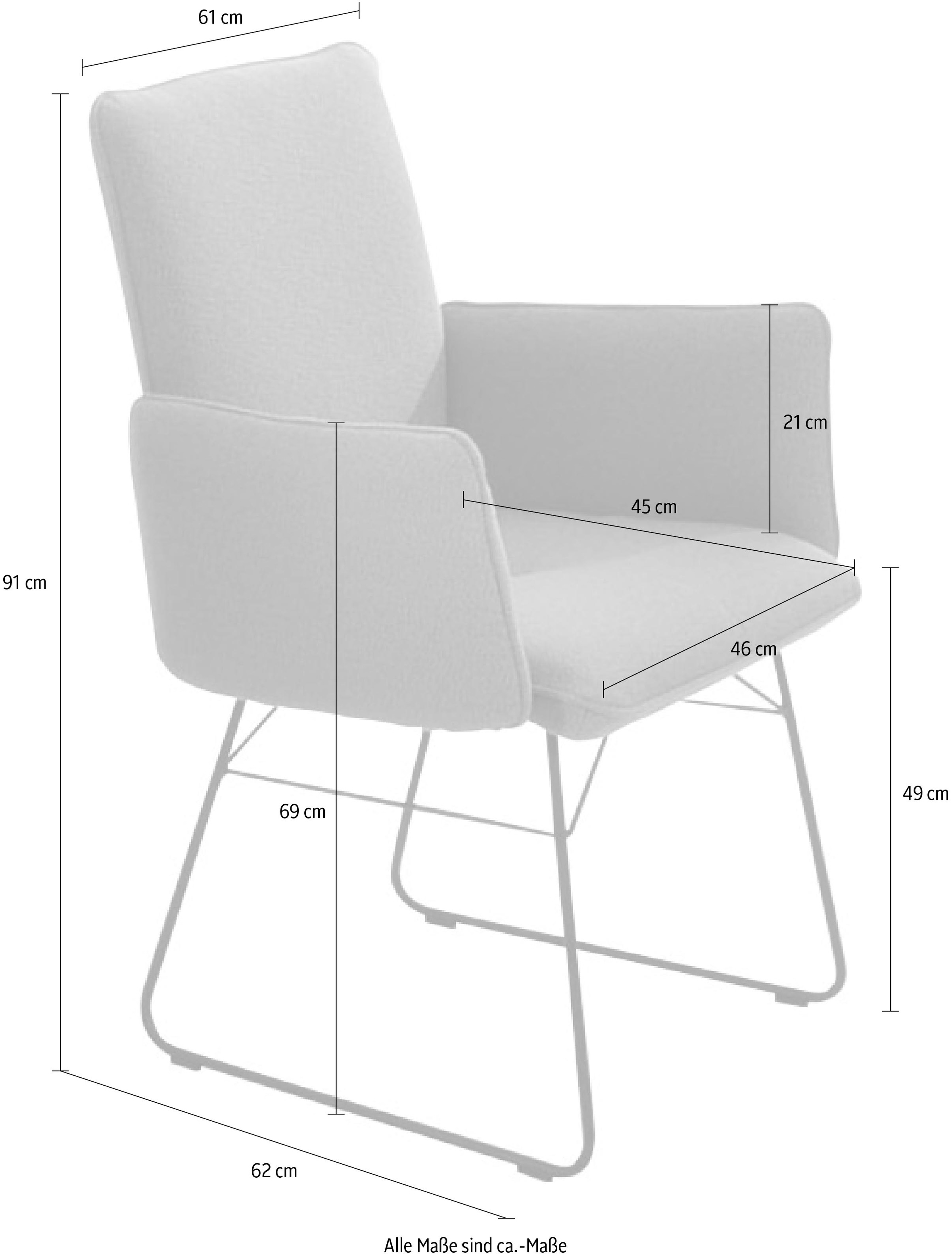 K+W Komfort & Wohnen Armlehnstuhl, 1 St., Flachgewebe Q2 2250, Drahtkufengestell in Metall schwarz, Griff am Rücken, Steppung im Sitz