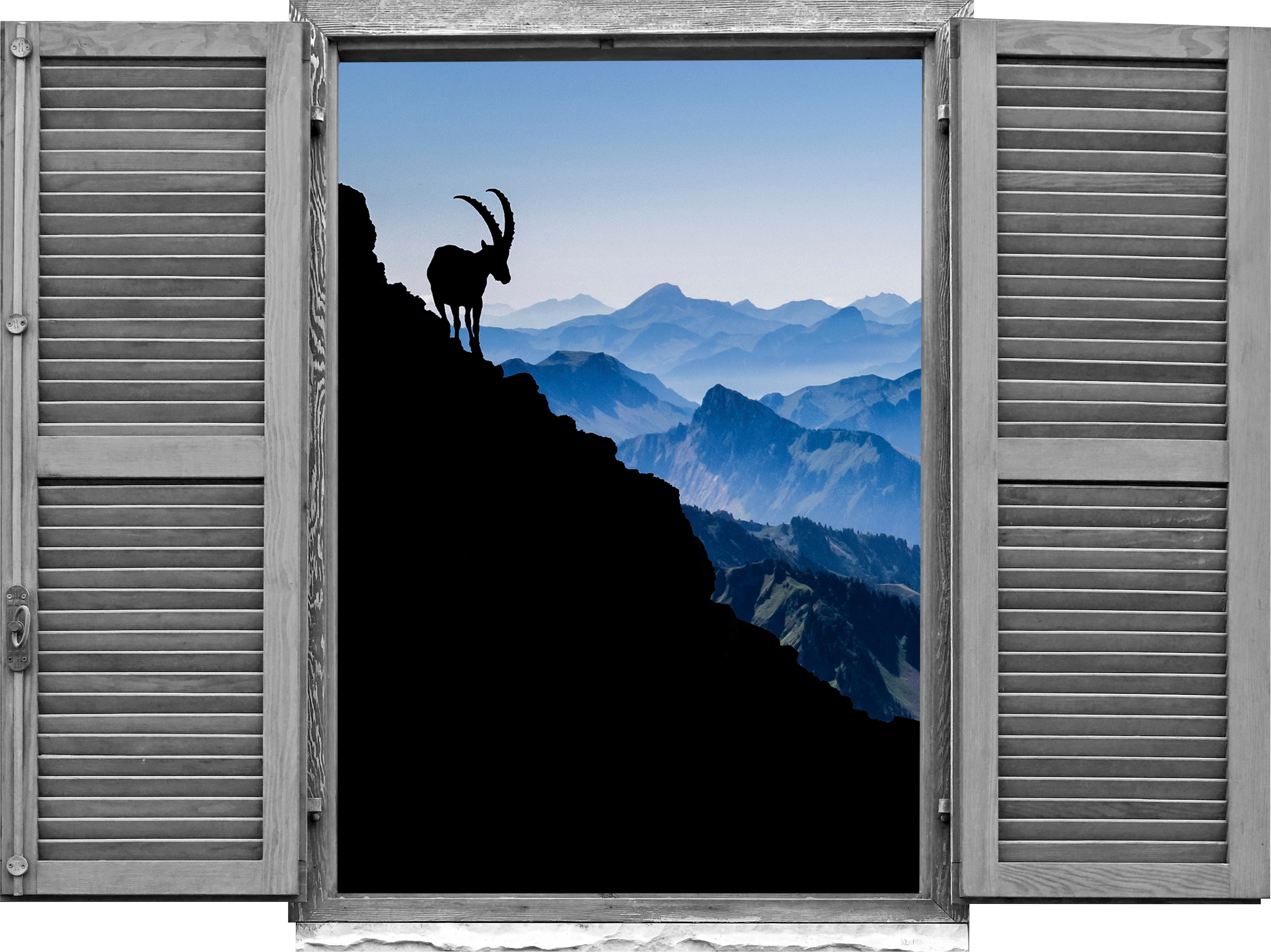 queence Wandtattoo »Steinbock«, (1 St.), Wandsticker, Wandbild, selbstklebend, 3D, Fenster