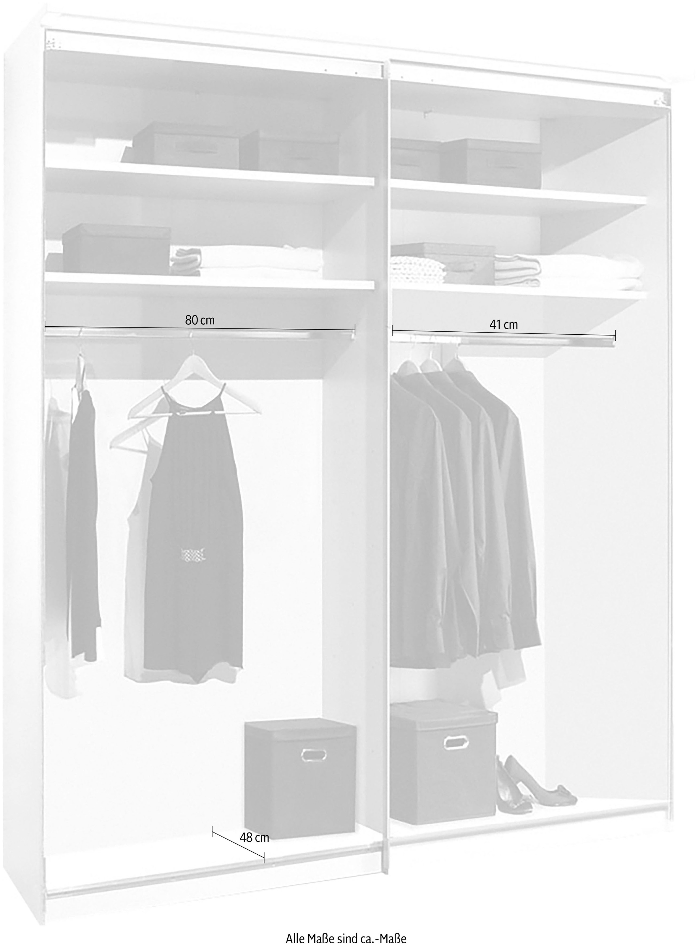 STAUD Schwebetürenschrank »Sinfonie Plus, edles Design in hochwertiger Qualität, Made in Germany« Mittelband in Mattglas und vier verschiedenen Ausstattungsvarianten