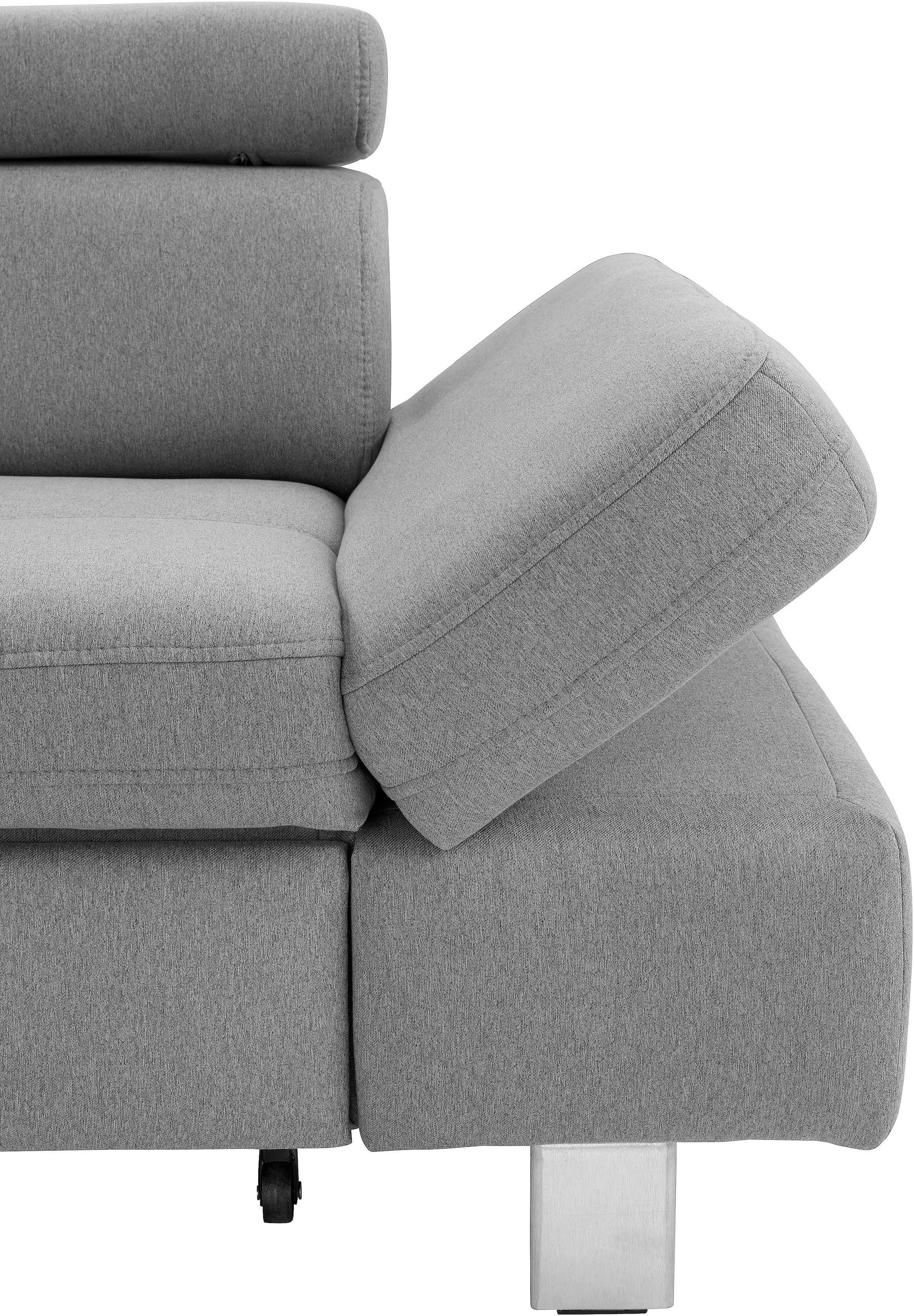 exxpo - sofa fashion Ecksofa »Fiji, L-Form«, mit Kopf- bzw. Rückenverstellung, wahlweise mit Bettfunktion