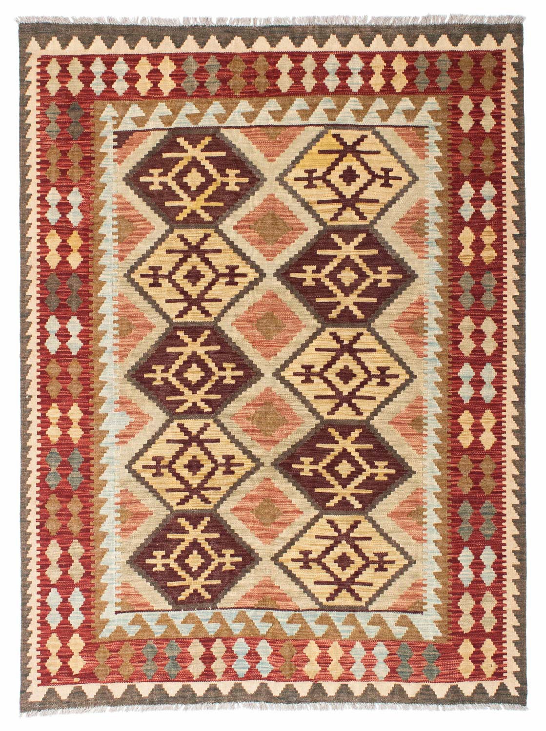 morgenland Wollteppich »Kelim Durchgemustert Beige 201 x 153 cm«, rechtecki günstig online kaufen