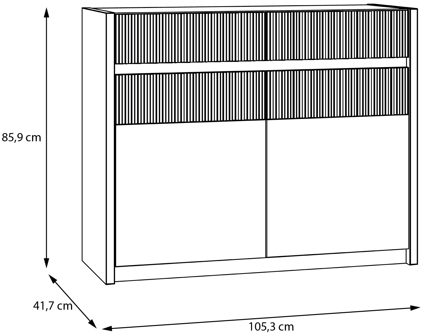 FORTE Kommode »Oak Square«, Kommode, Beleuchtung, Soft Close, Lamellenoptik