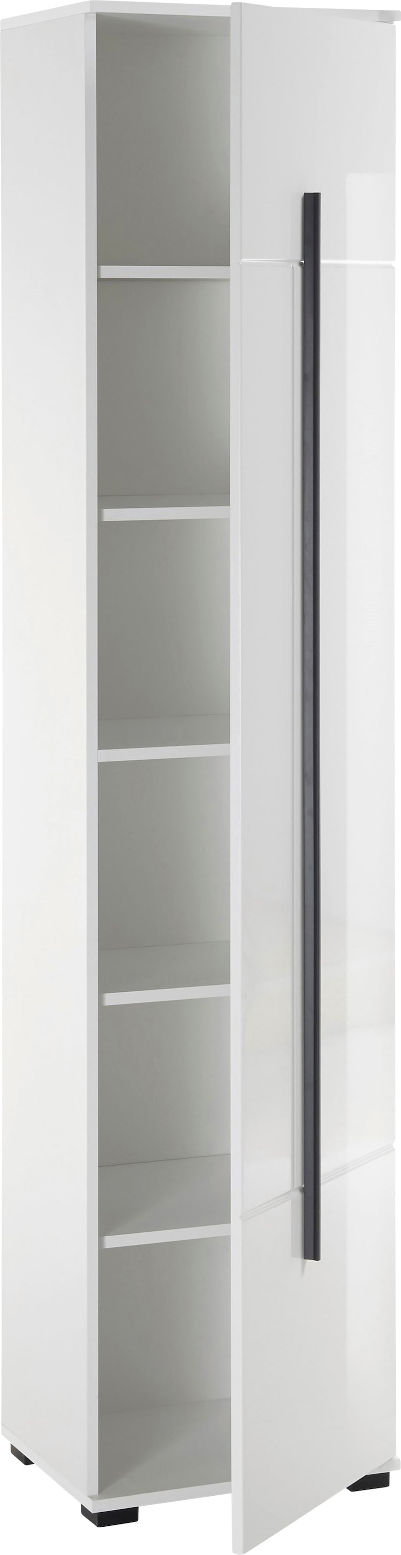INOSIGN Hochschrank »Cantara, Badschrank in Hochglanz Weiß, Hochschrank im modernen Design«, mit schwarzen Griffen, ausreichend Stauraum