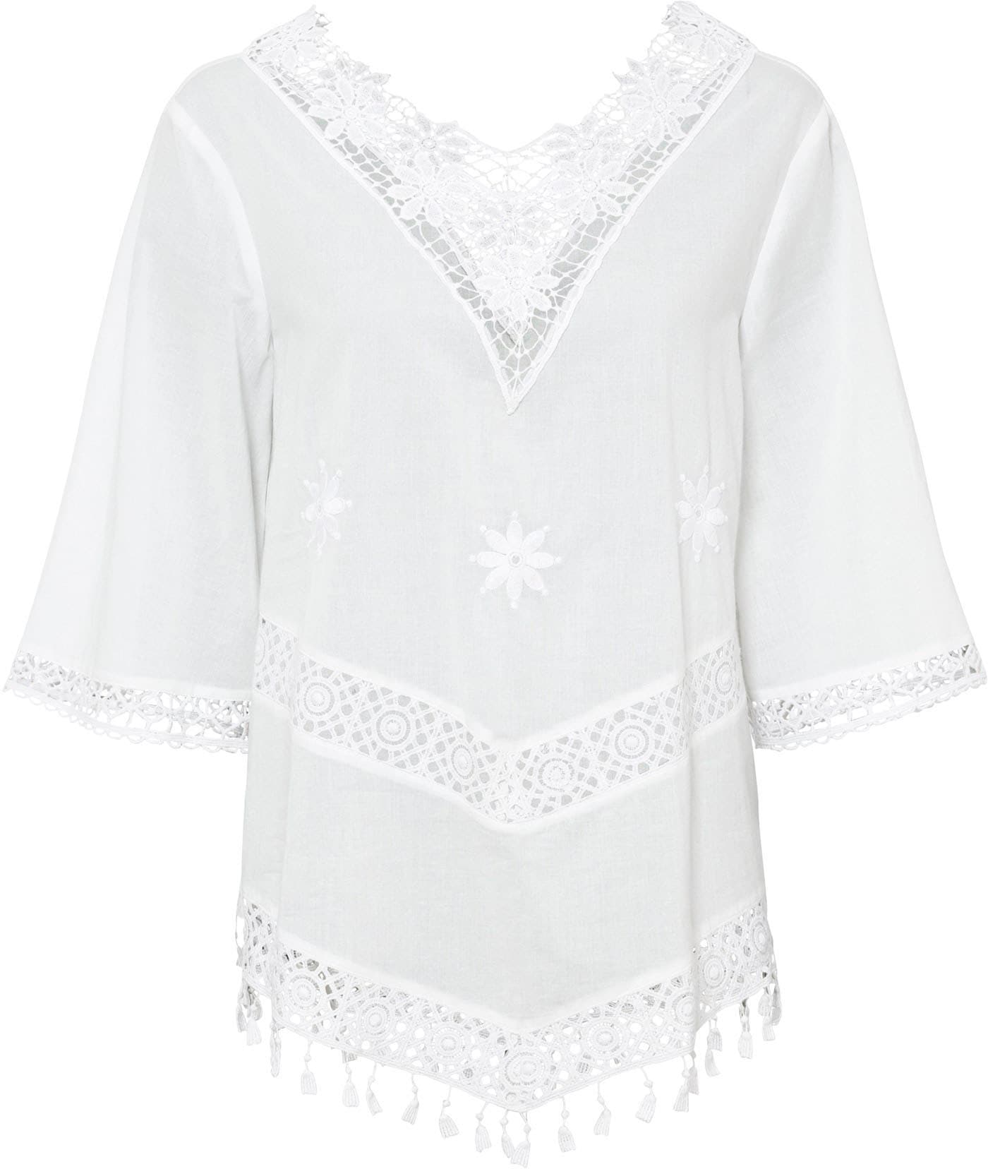 bonprix Tunika »Tunikabluse aus reiner Baumwolle« femininer Stil, 3/4-Ärmel, bequeme Passform, aus reiner Baumwolle