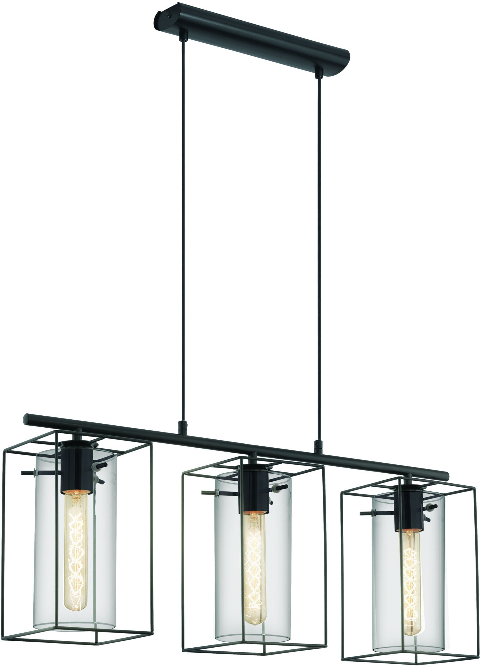 EGLO Hängeleuchte »LONCINO Pendellampe - Stahl - E27 - 3X60W - IP20« E27 1 Stk. Hängelampe, Deckenlampe, Wohnzimmer, Esszimmer, L74,5 x B15 x H110 cm