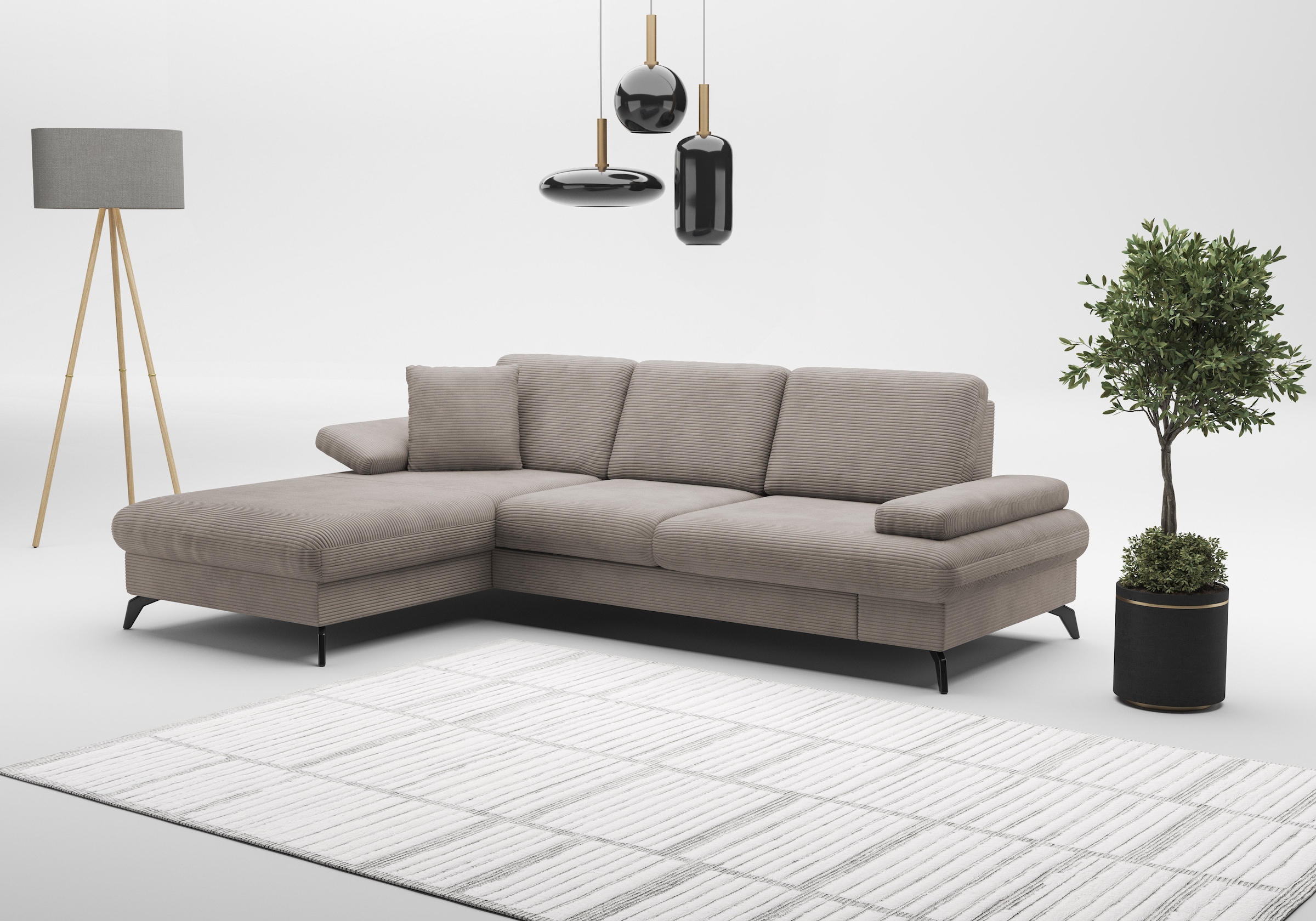 sit&more Ecksofa »Morris Jubi L-Form«, inkl. Armteilfunktion und 1 Zierkissen, wahlweise mit Bettfunktion