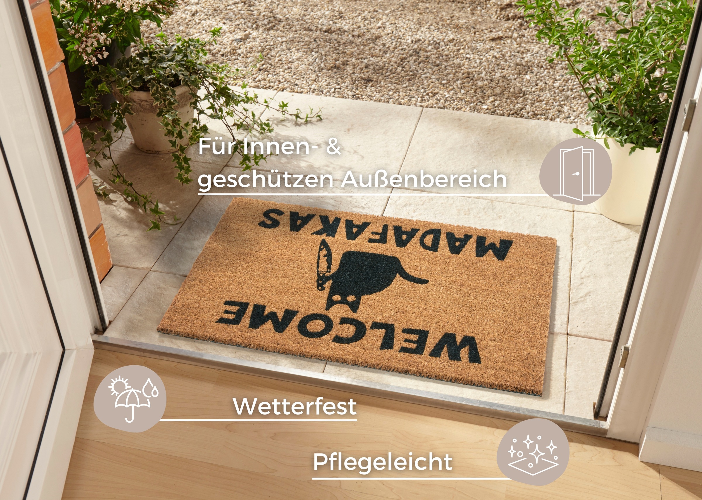 HANSE Home Fußmatte »Mix Mats Kokos Welcome Madafakas, Türmatte«, rechteckig, 15 mm Höhe, Kokos, Schmutzfangmatte, Outdoor, Rutschfest, Innen, Kokosmatte, Flur