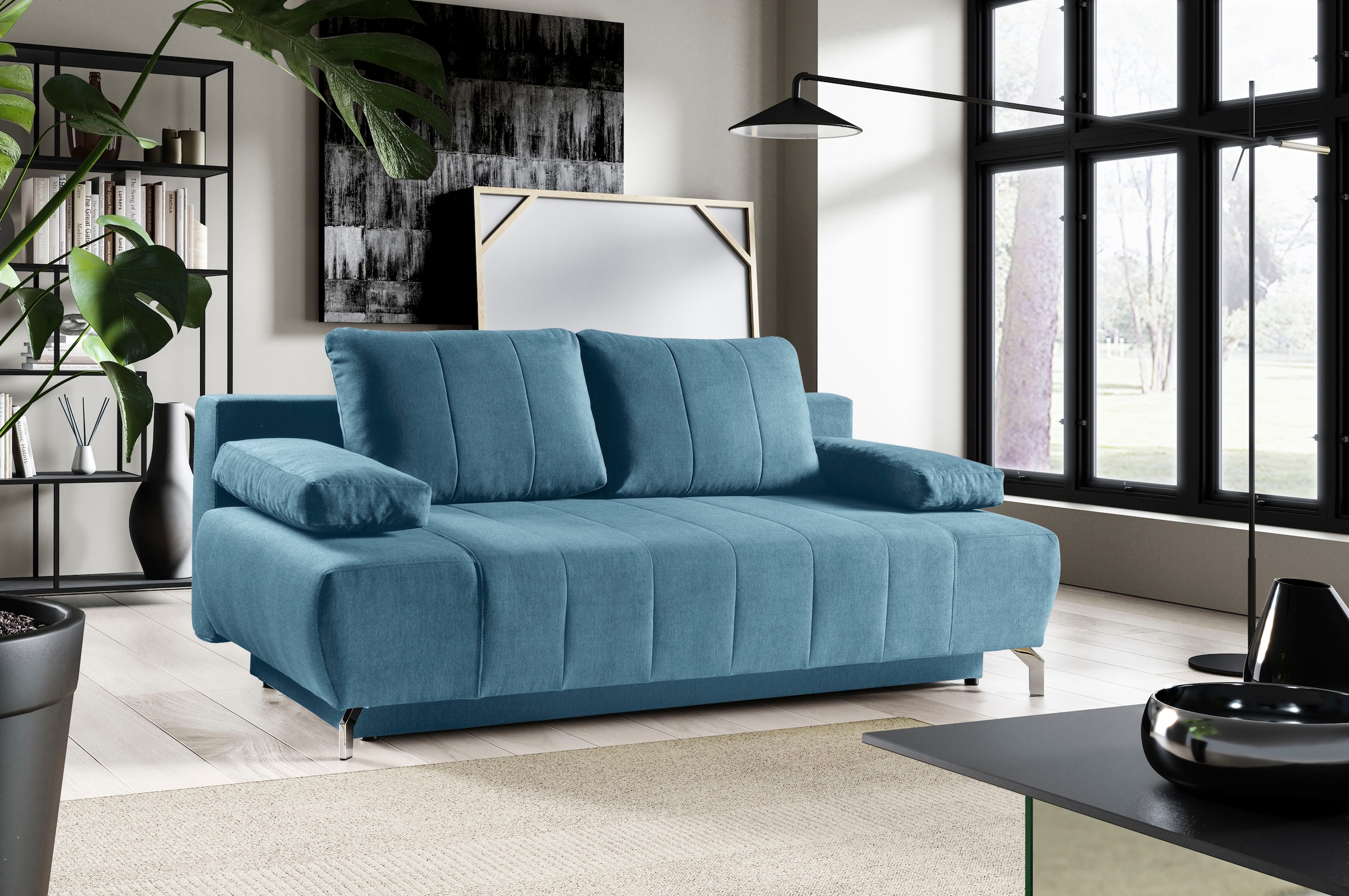 WERK2 Schlafsofa »Troya«, 2-Sitzer Sofa und Schlafcouch mit Federkern & Bettkasten