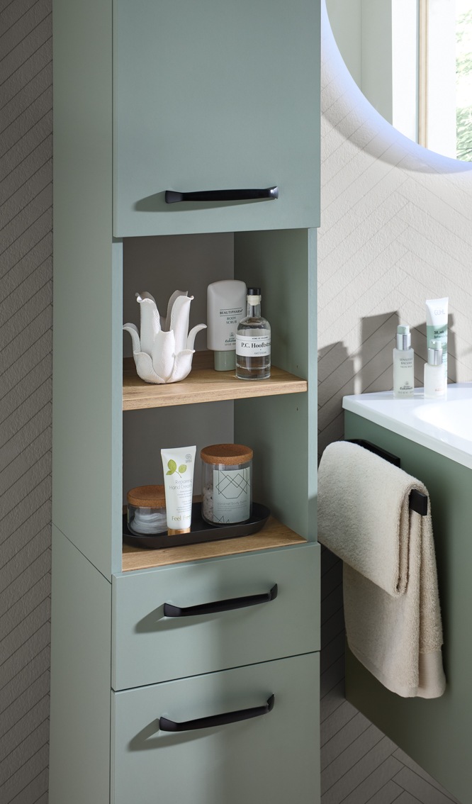 Saphir Hochschrank »Quickset 500, Badschrank 32,4 cm breit« 3 Einlegeböden, 1 offenes Fach, Badezimmer-Hochschrank