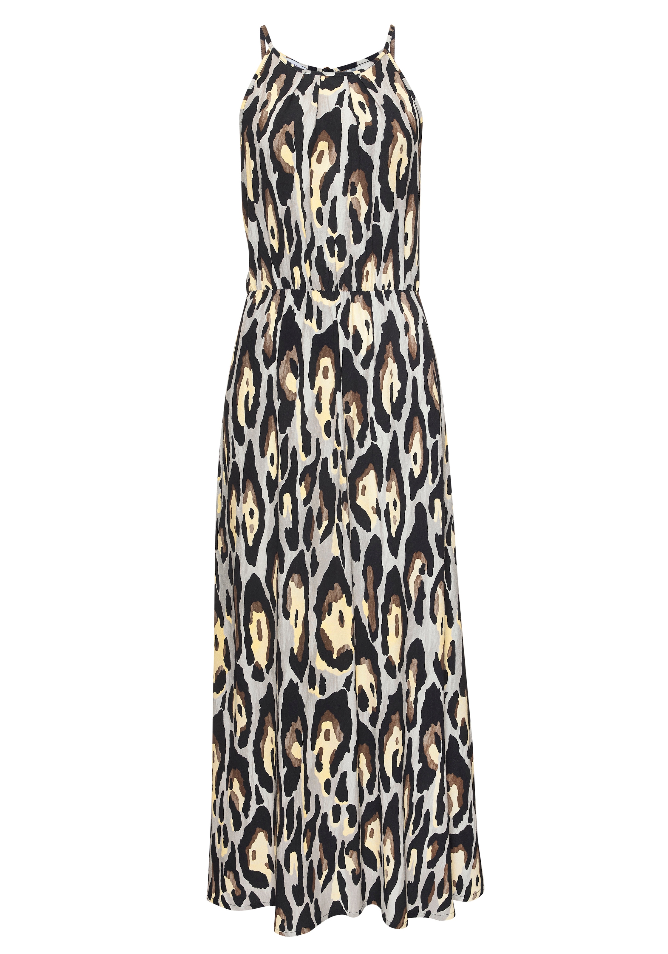 LASCANA Maxikleid »mit Alloverprint und Knopfleiste hinten, aus gewebter Viskose« luftiges Sommerkleid, elegantes Webkleid, casual