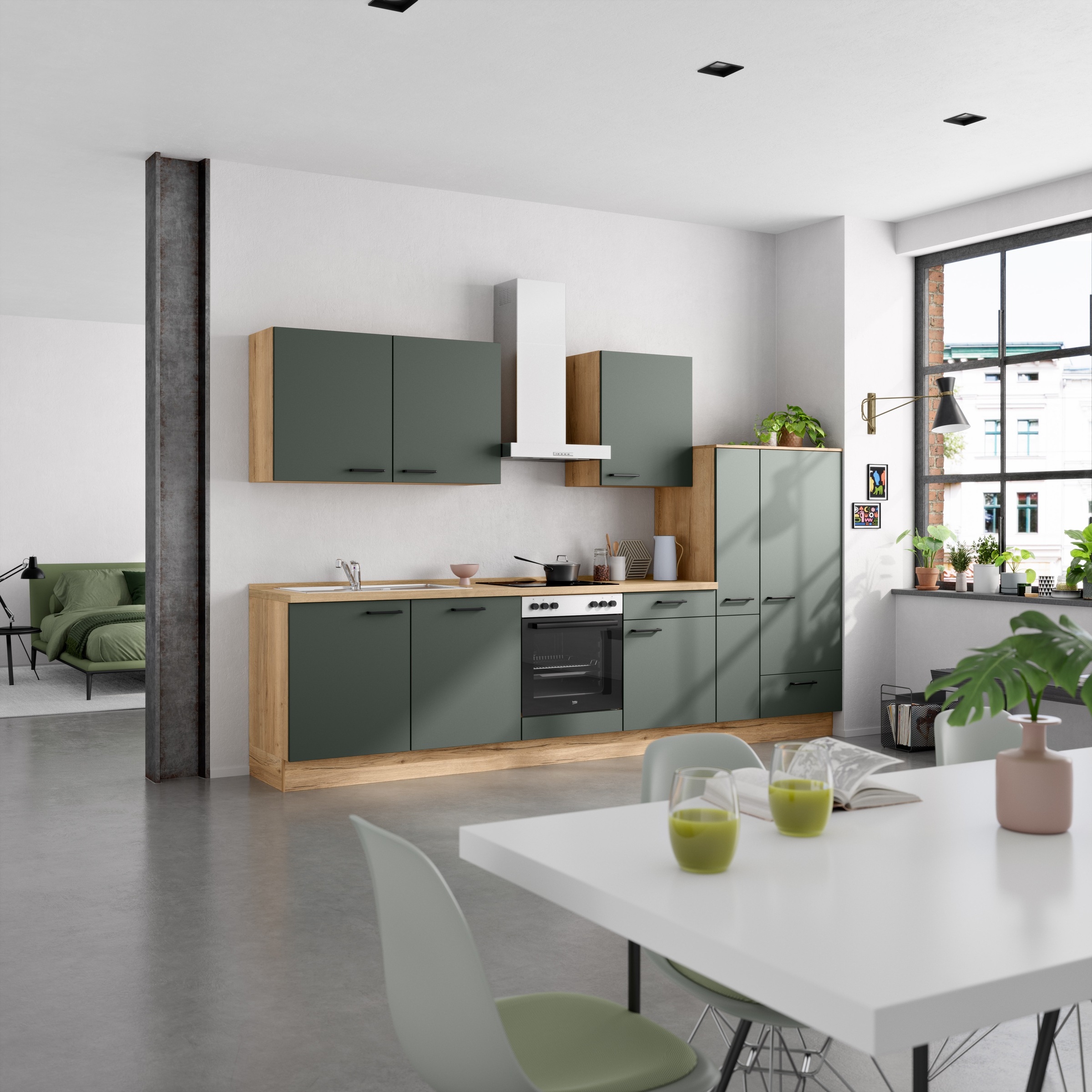 nobilia® Küchenzeile »"Easytouch I"«, vormontiert, Ausrichtung wählbar, Breite 330 cm, wahlw. mit E-Geräten