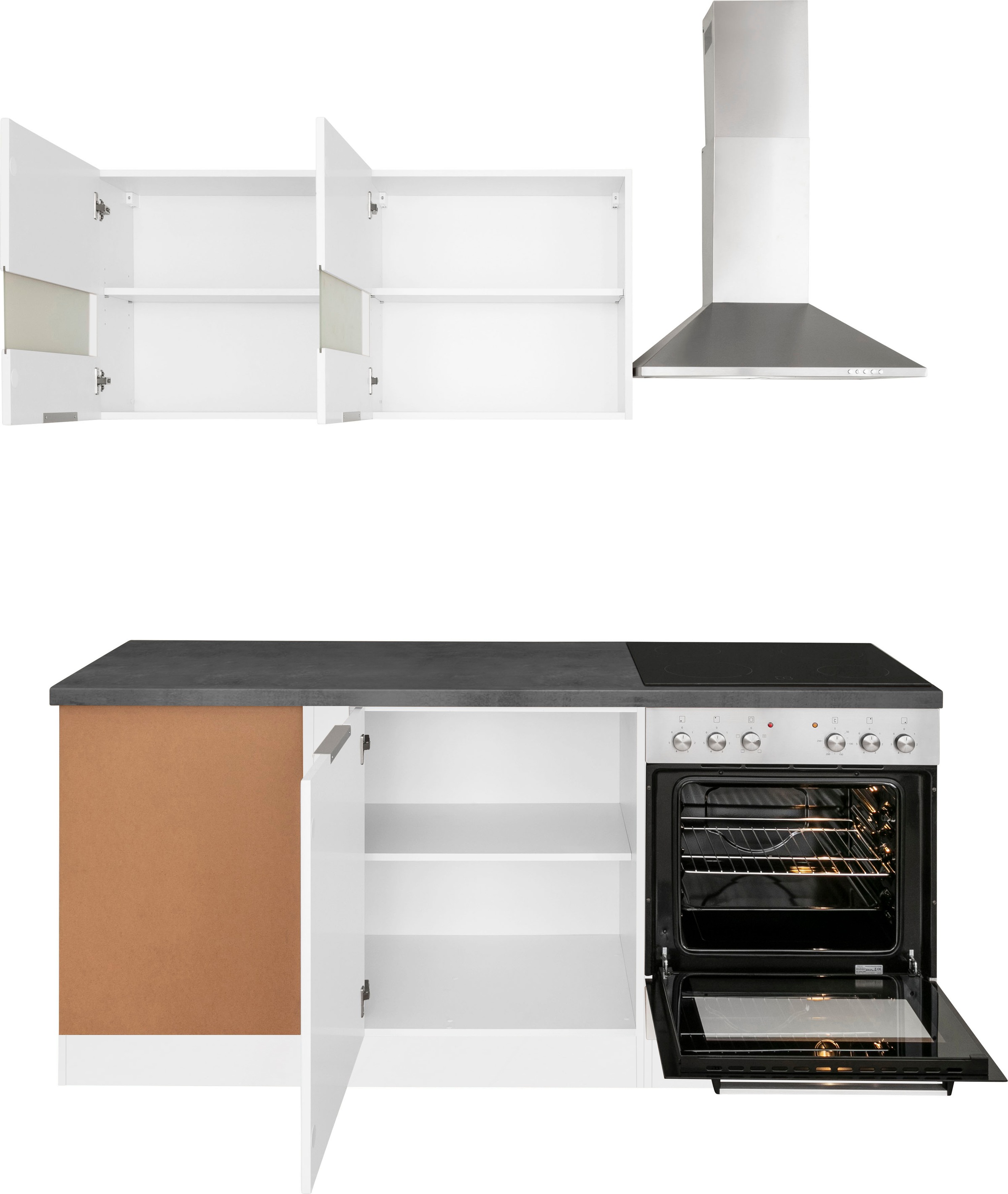 KOCHSTATION Winkelküche »KS-Luhe«, Stellbreite 240x180 cm, wahlweise mit oder ohne E-Geräten, MDF-Fronten