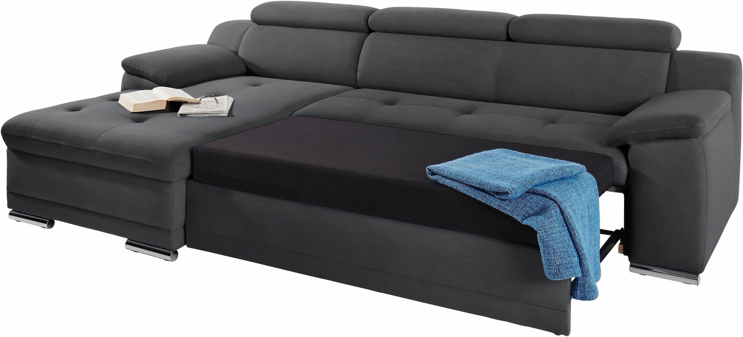 sit&more Ecksofa »Andiamo L-Form«, wahlweise mit Bettfunktion, inklusive Kopfteilverstellung