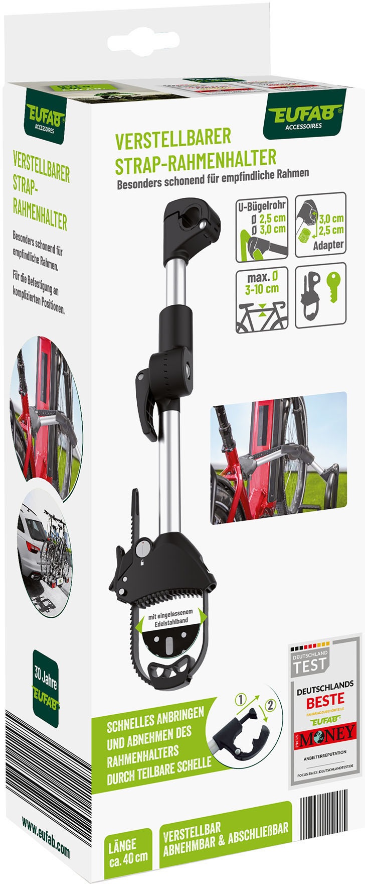 EUFAB Fahrradträger-Rahmenhalter »Verstellbarer Strap-Rahmenhalter 40cm«