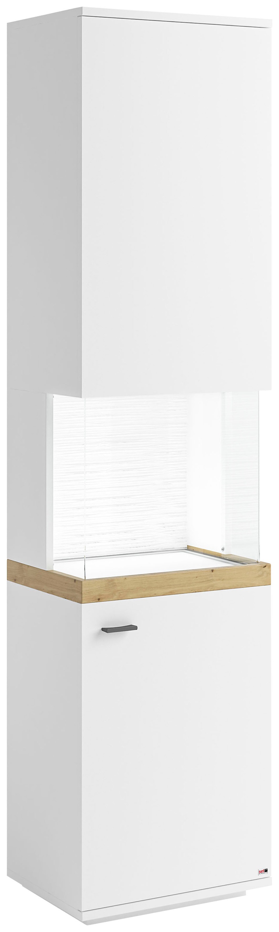 set one by Musterring Glasvitrine »Lancaster« Farben weiß oder grau mit Eicheabsetzung, mit LED-Beleuchtung