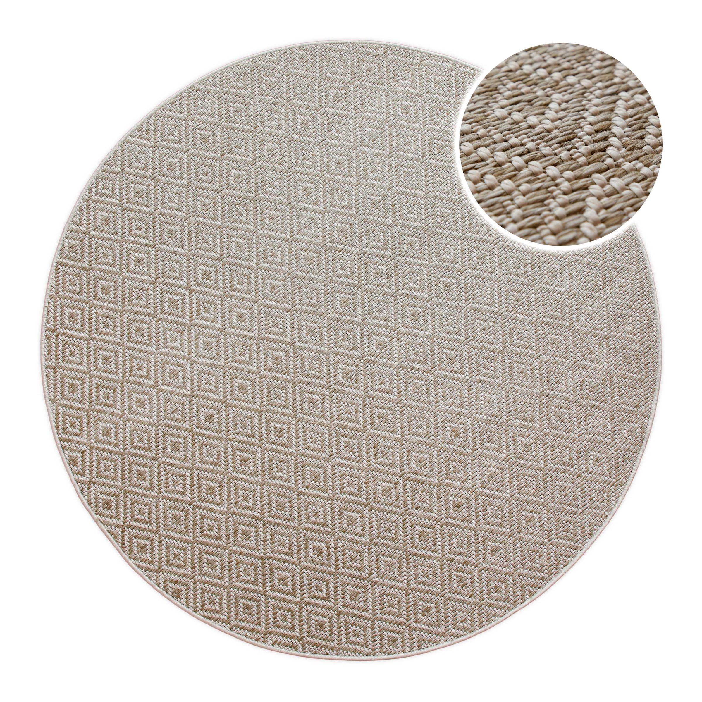 Wecon home Teppich »Miami Beach« rund 5 mm Höhe In- & Outdoor Teppich, wetterfest, modernes Rauten Muster, Balkon