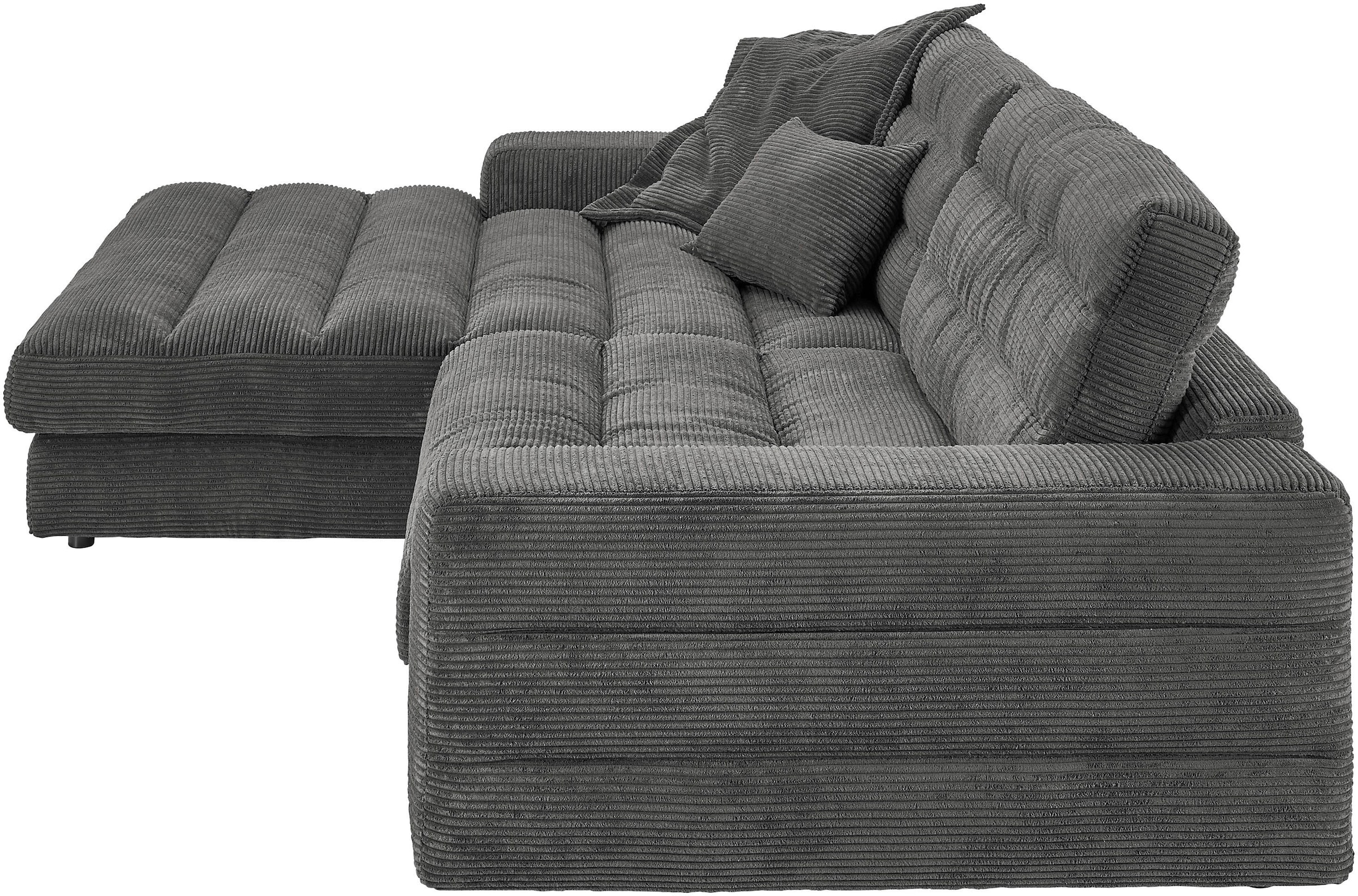 3C Candy Ecksofa »Stripes Mega-Sofa, bequem und komfortabel, L-Form«, Lose Rückenkissen, mit feiner Quersteppung, Cord-Bezug