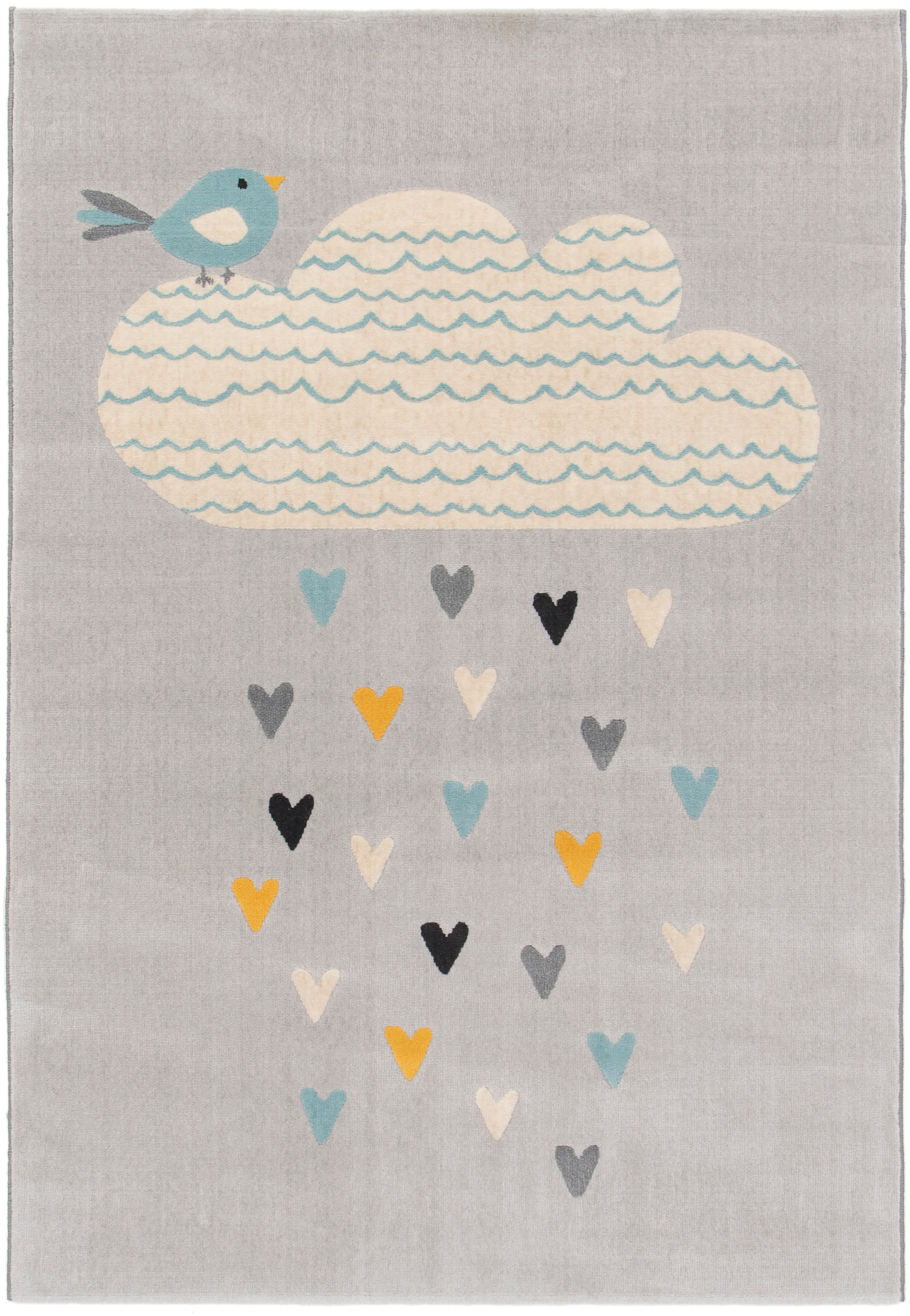 Primaflor-Ideen in Textil Kinderteppich »COCOON - Herzregen«, rechteckig, 6 mm Höhe, Kurzflor, Motiv Wolke & Herzen