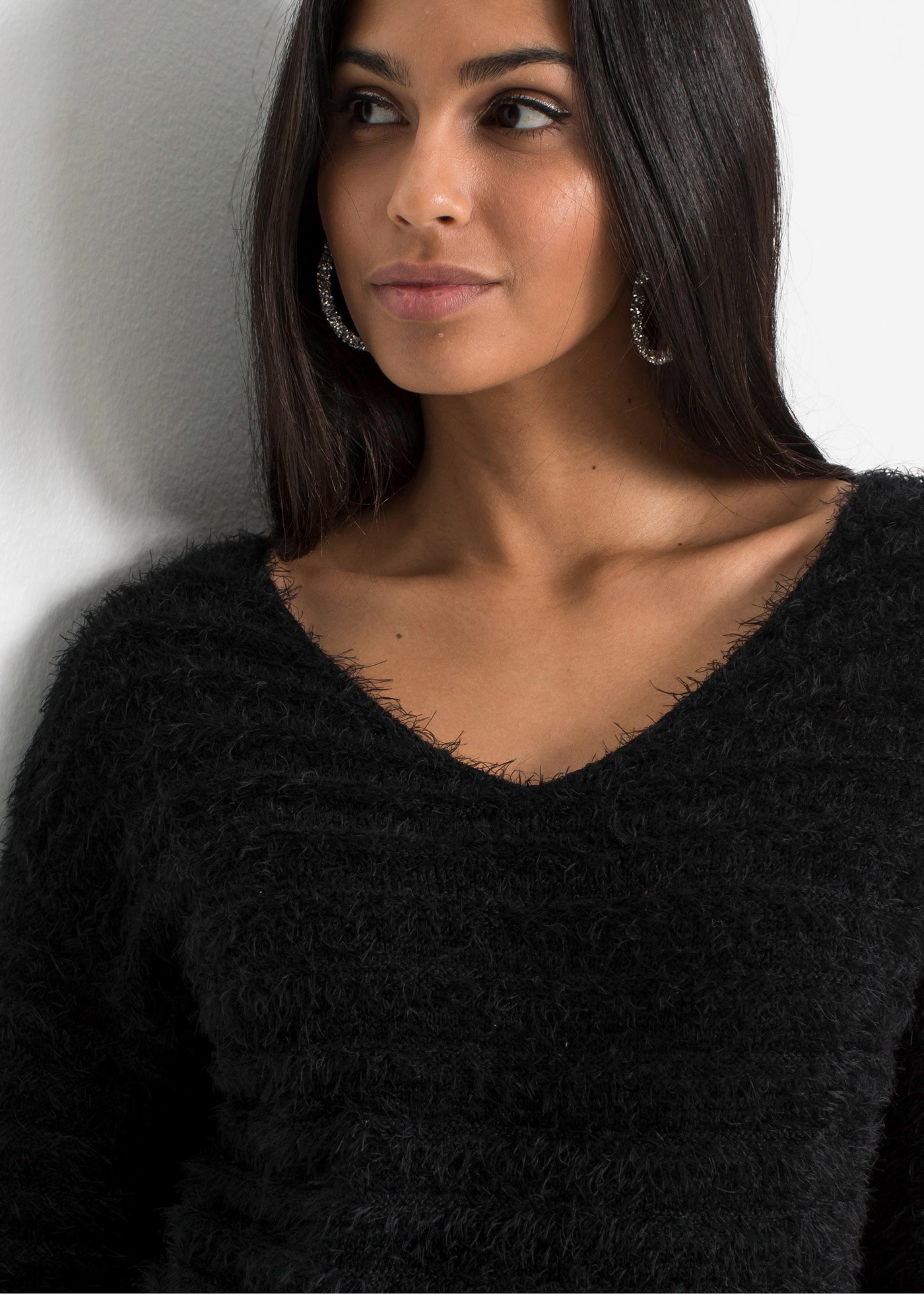 bonprix Longpullover »Flauschiger Long-Pullover« Flauschiger Long-Pullover