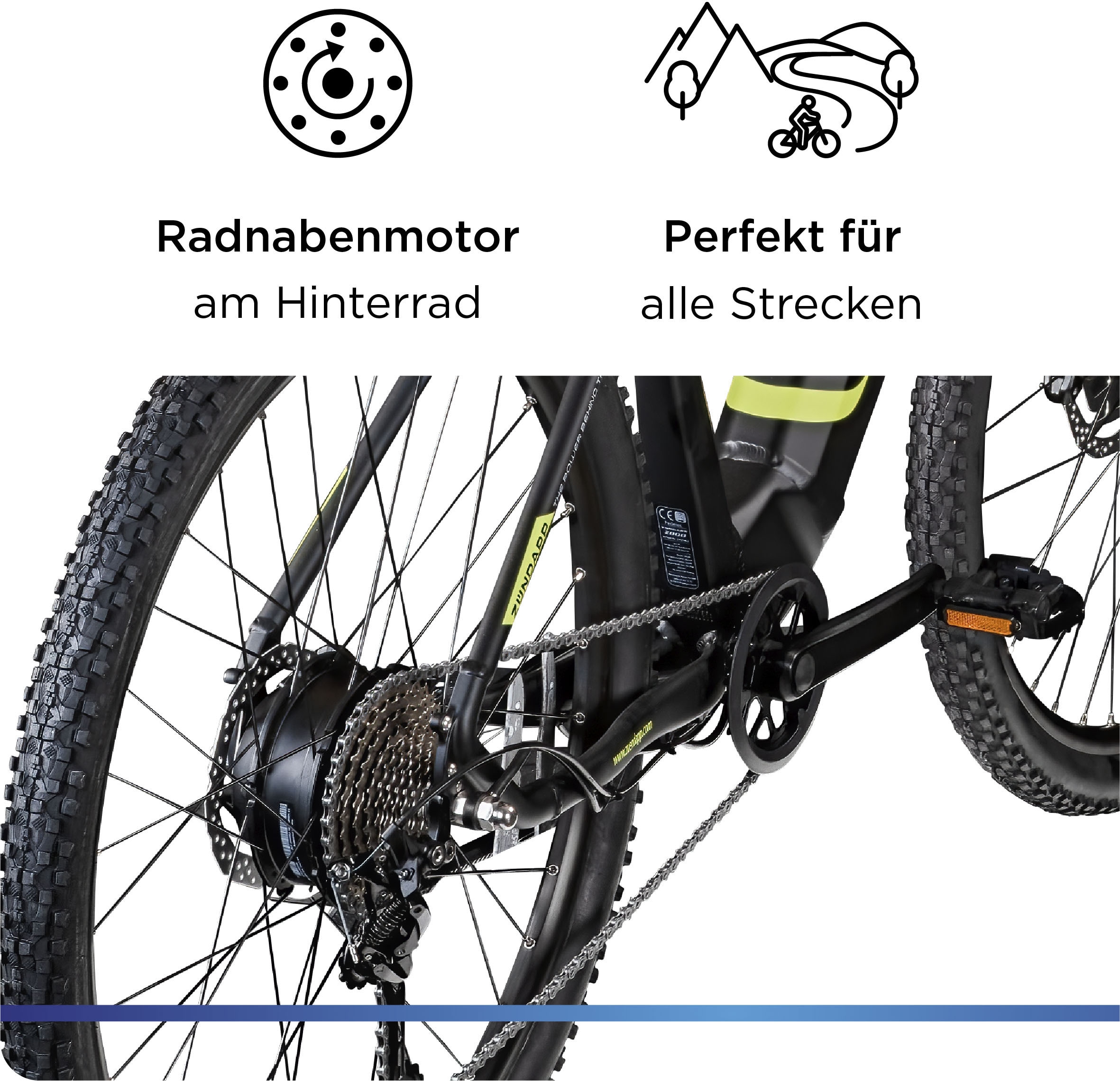 Zündapp E-Bike »Z808«, 10 Gang, Heckmotor 250 W, Pedelec, Elektrofahrrad für Damen u. Herren, MTB