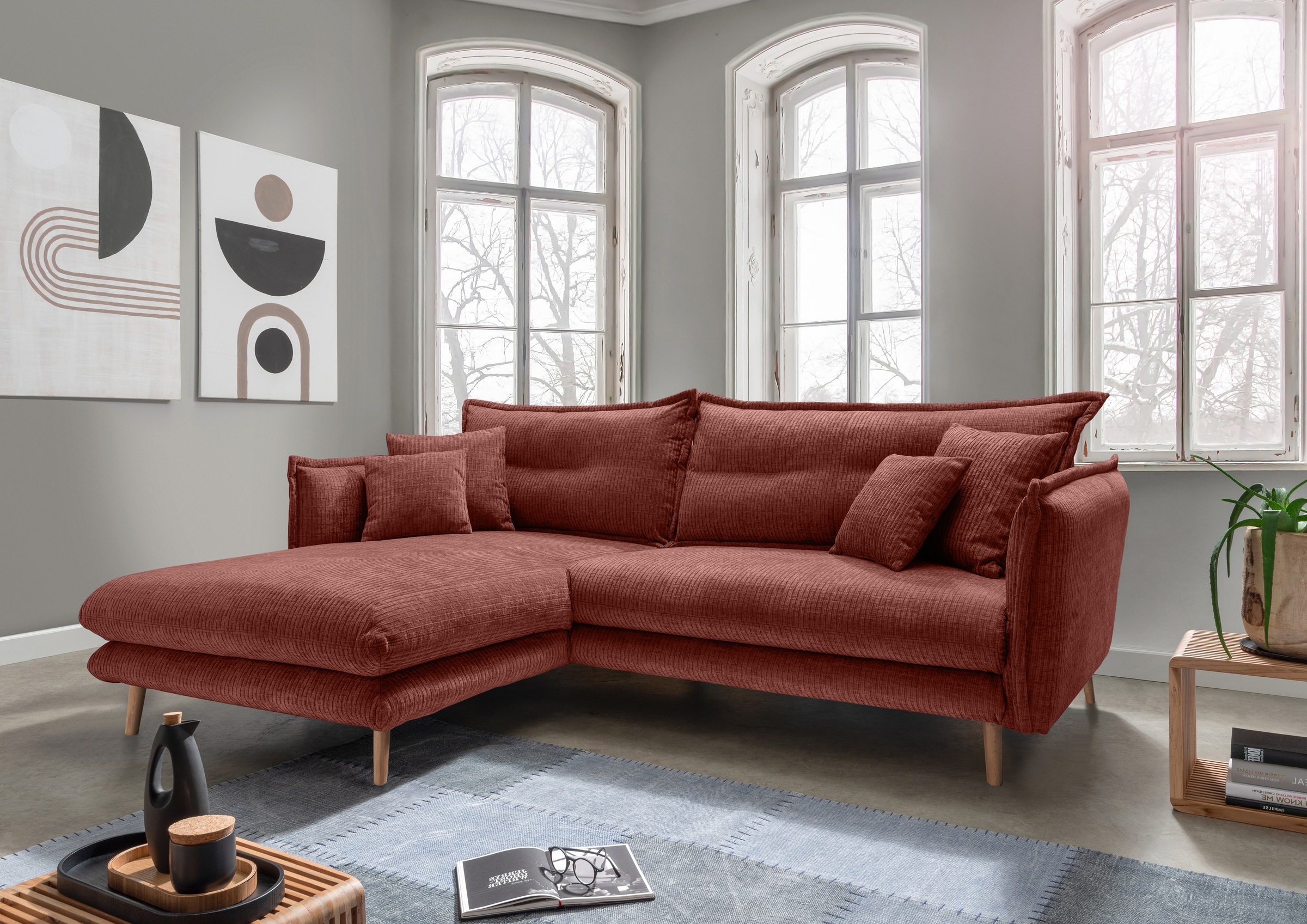 INOSIGN Ecksofa »Lazio modern und bequem, schmale Armlehnen, tolle Detailve günstig online kaufen