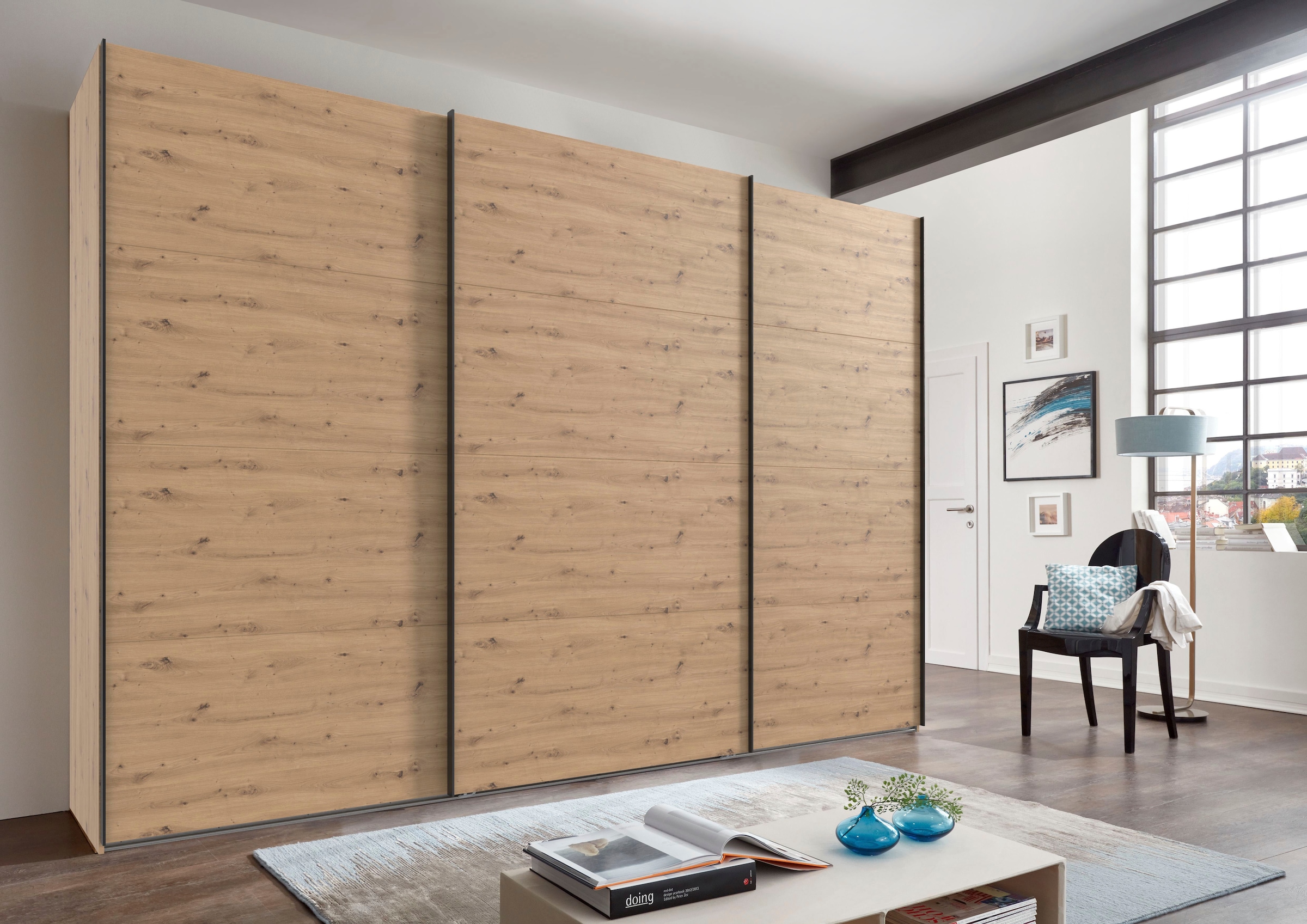 Wimex Schwebetürenschrank »Mugano, Made in Germany, Lieferung bis in Deine Etage und Stellort«, (wähle Deine Ausstattung: Basic oder Premium!), 3 Schwebetüren, große Größen, mit oder ohne Spiegel, Metallgriffe