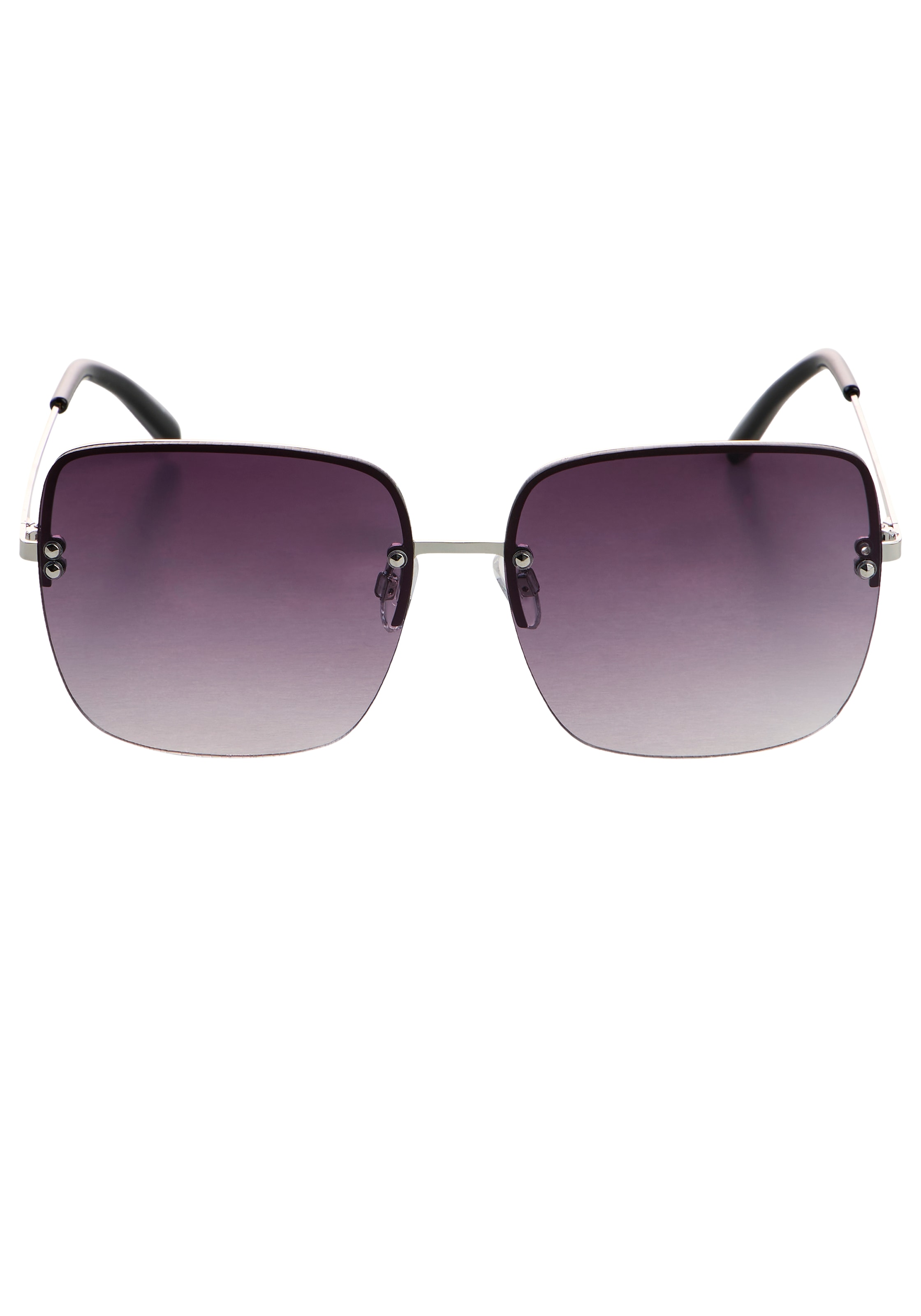 Laura Scott Sonnenbrille randloses Trapez-Design, silber glänzende Bügel, Filterkategorie 3