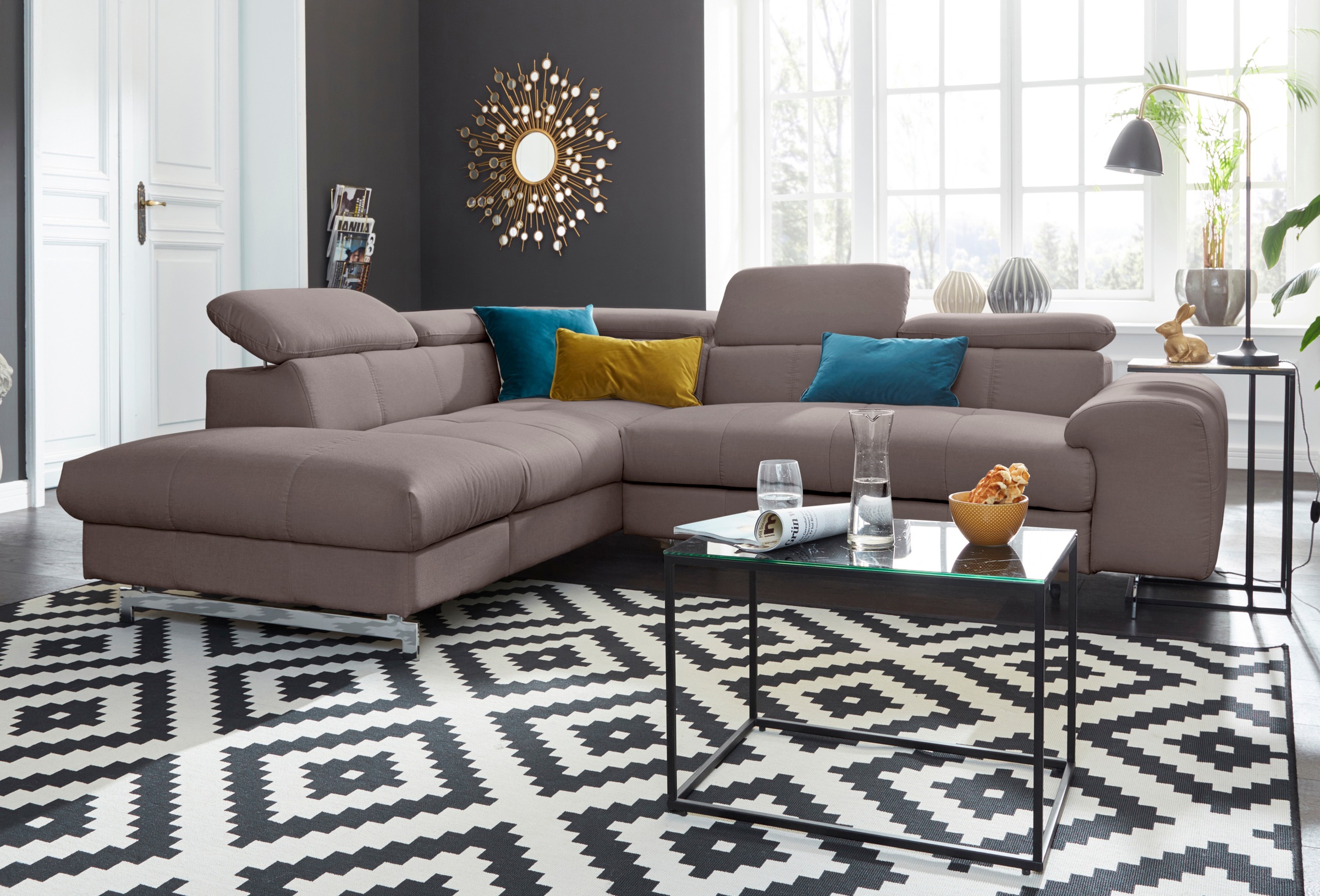 COTTA Ecksofa »Chef L-Form«, mit Kopfteilverstellung, wahlweise mit Bettfunktion & Bettkasten