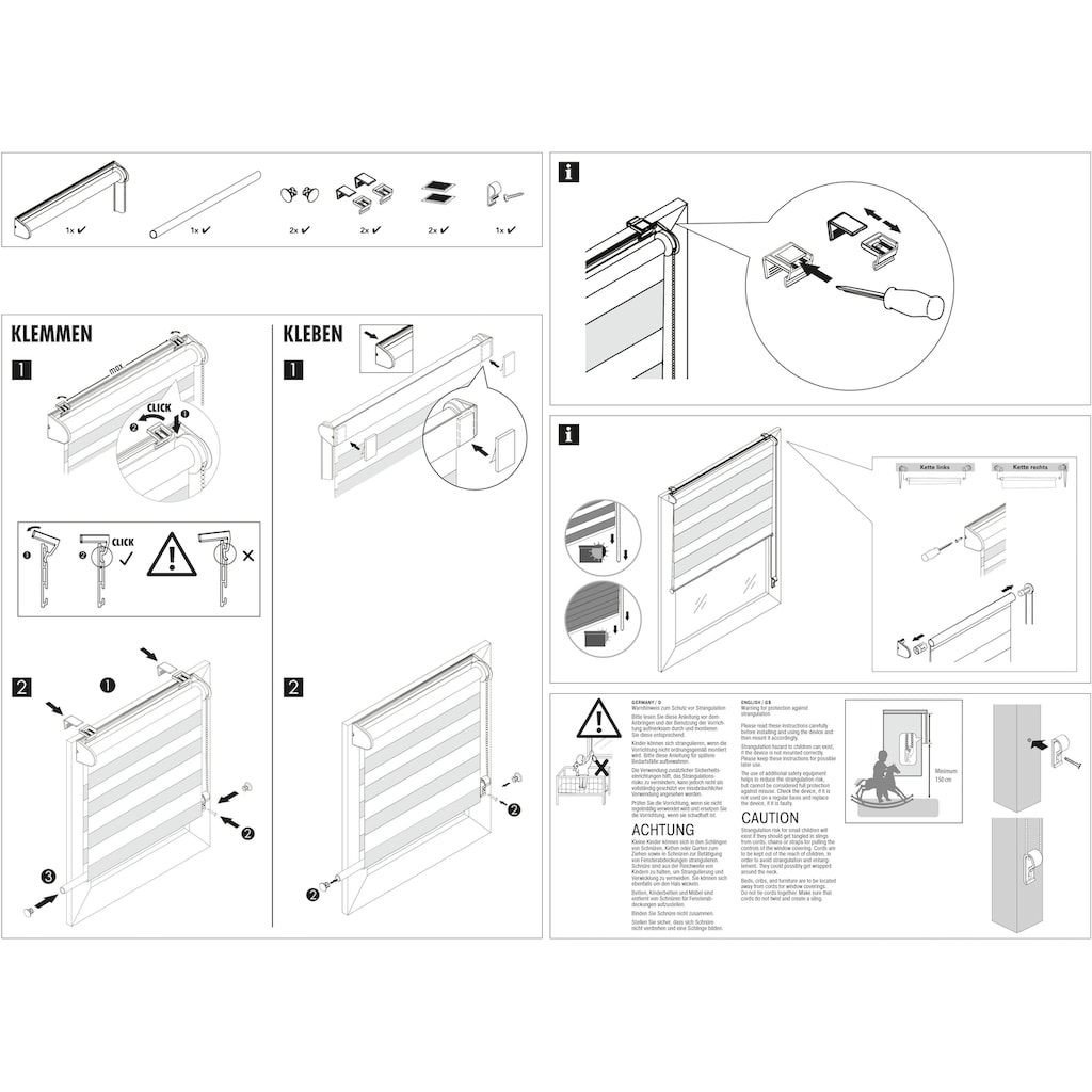 GARDINIA Doppelrollo »EASYFIX Duo Rollo Triangle«, Lichtschutz, ohne Bohren