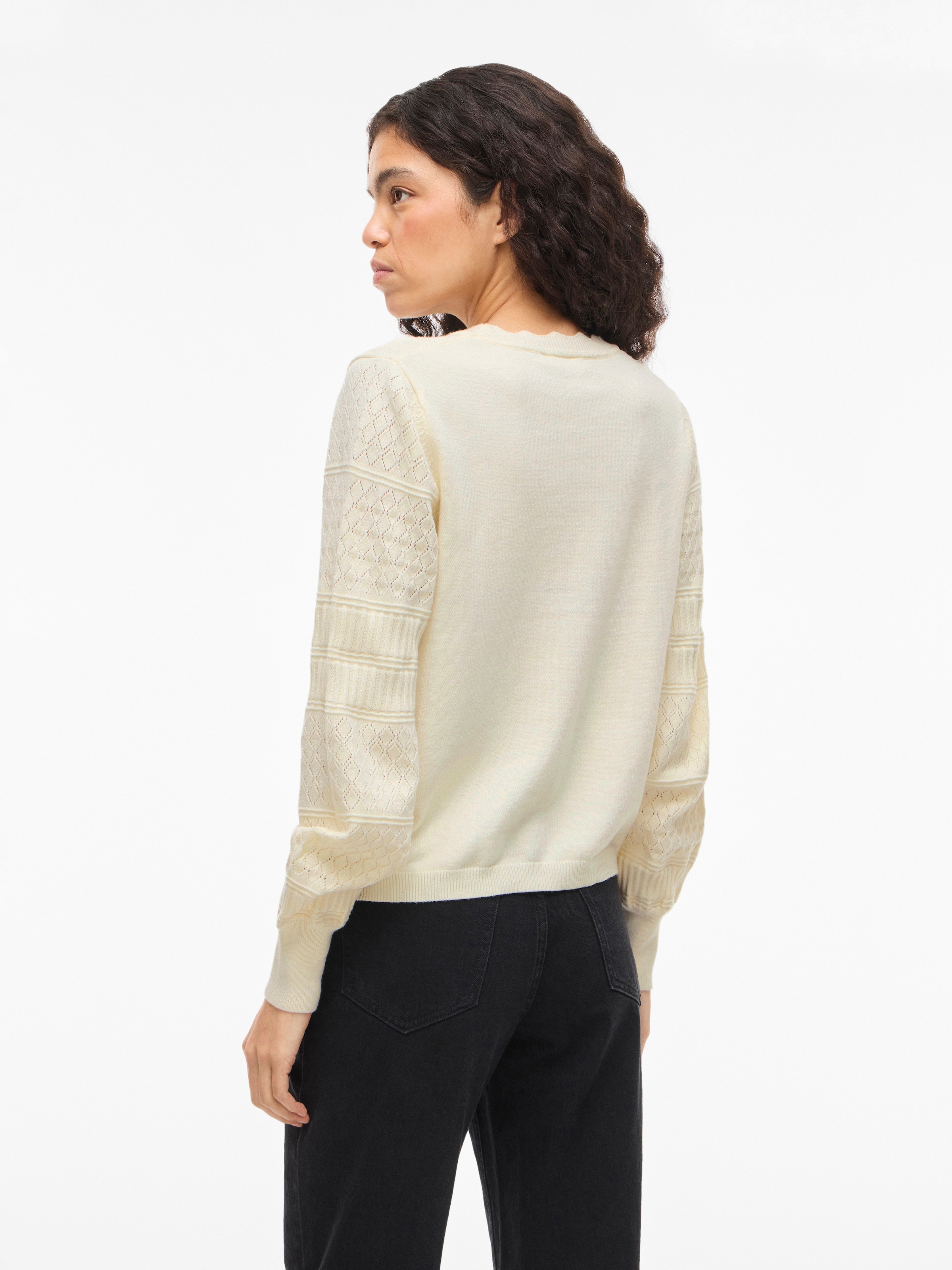 Vila Strickpullover »VIMILOS L/S O-NECK POINTELLE TOP - NOOS«
