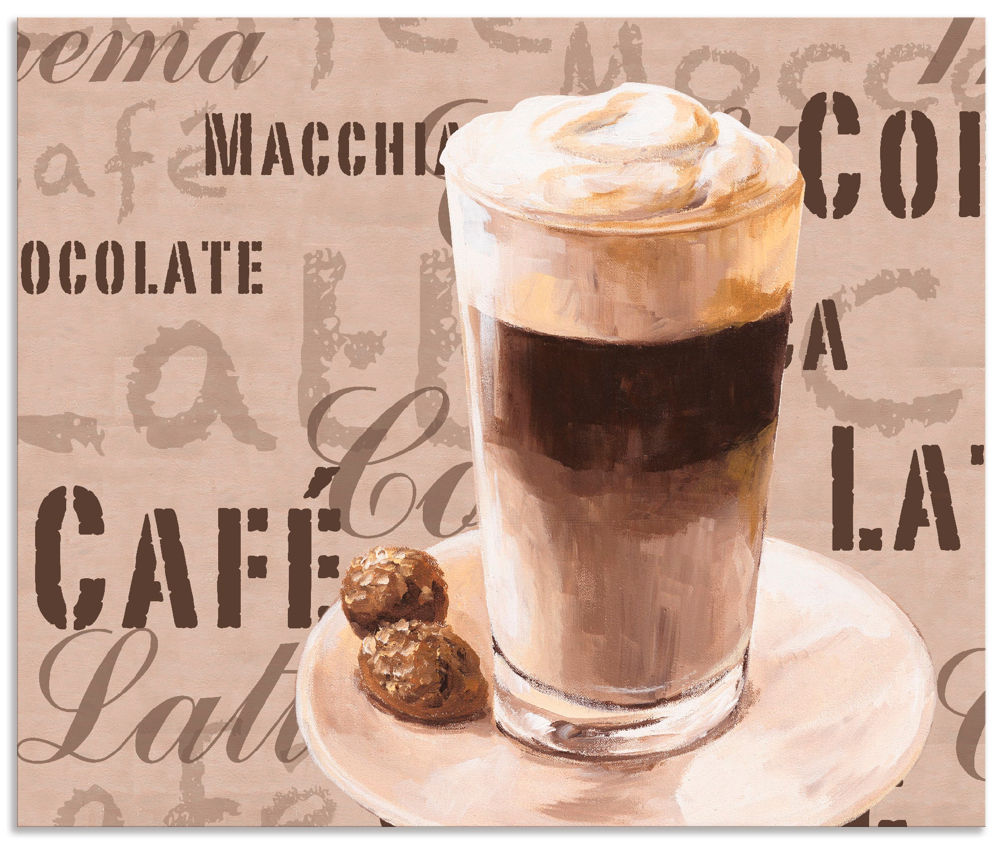 Artland Küchenrückwand »Kaffee - Latte Macchiato«, (1 tlg.), Alu Spritzschutz mit Klebeband, einfache Montage
