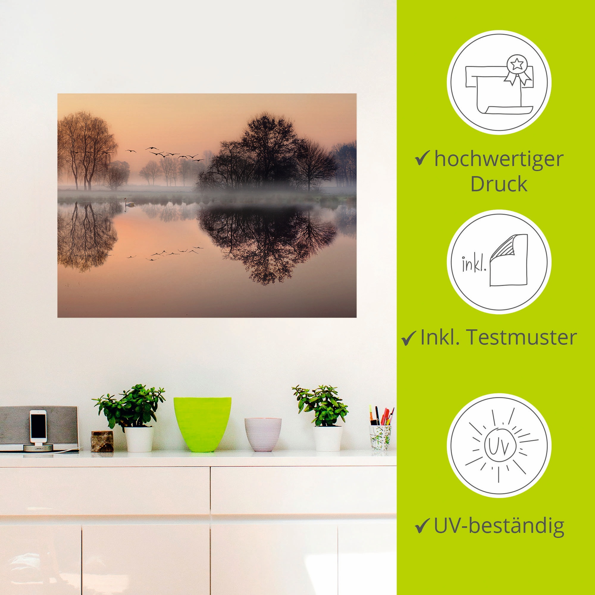 Artland Wandbild »Früh morgens am See....«, Gewässer, (1 St.), als Leinwandbild, Poster, Wandaufkleber in verschied. Größen