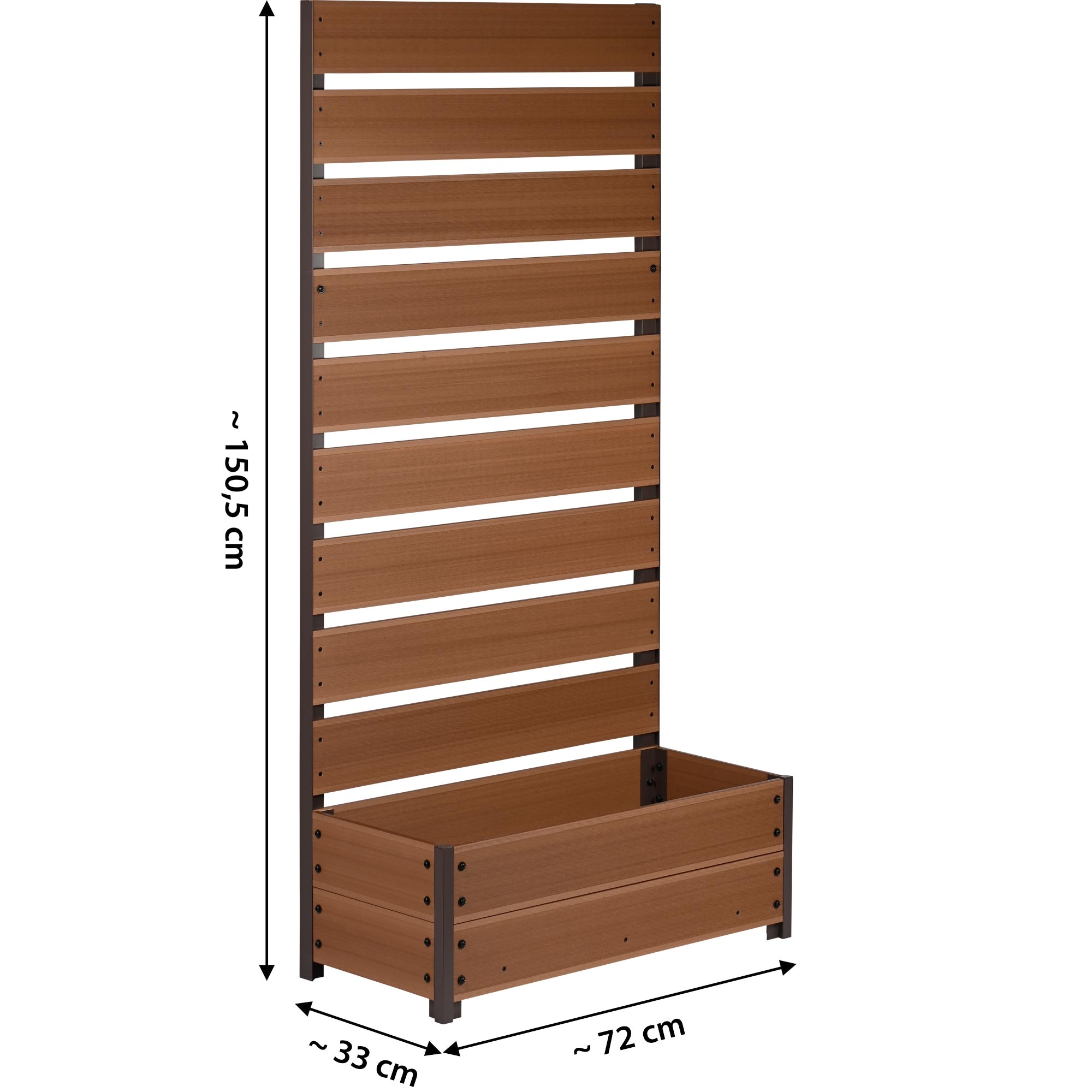 dobar Blumenkasten »WPC-Pflanzkübel mit Rankgitter, Hellbraun« ca. 72 x 33 x 150 cm (L x B x H) groß und ca. 13,7 kg