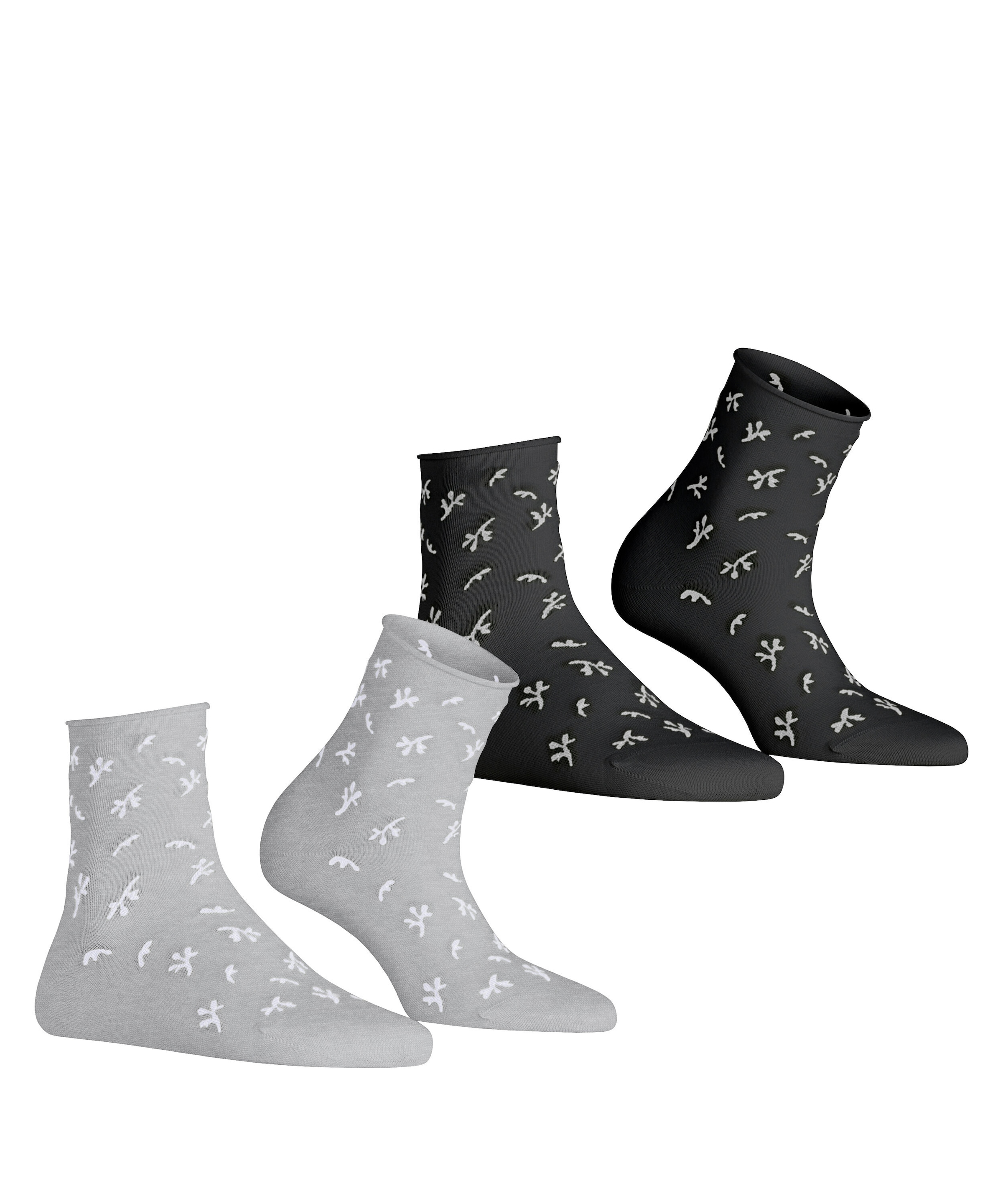 Esprit Kurzsocken »Twig« 2 Paar,  mit kleinem Rollrand, florales Muster