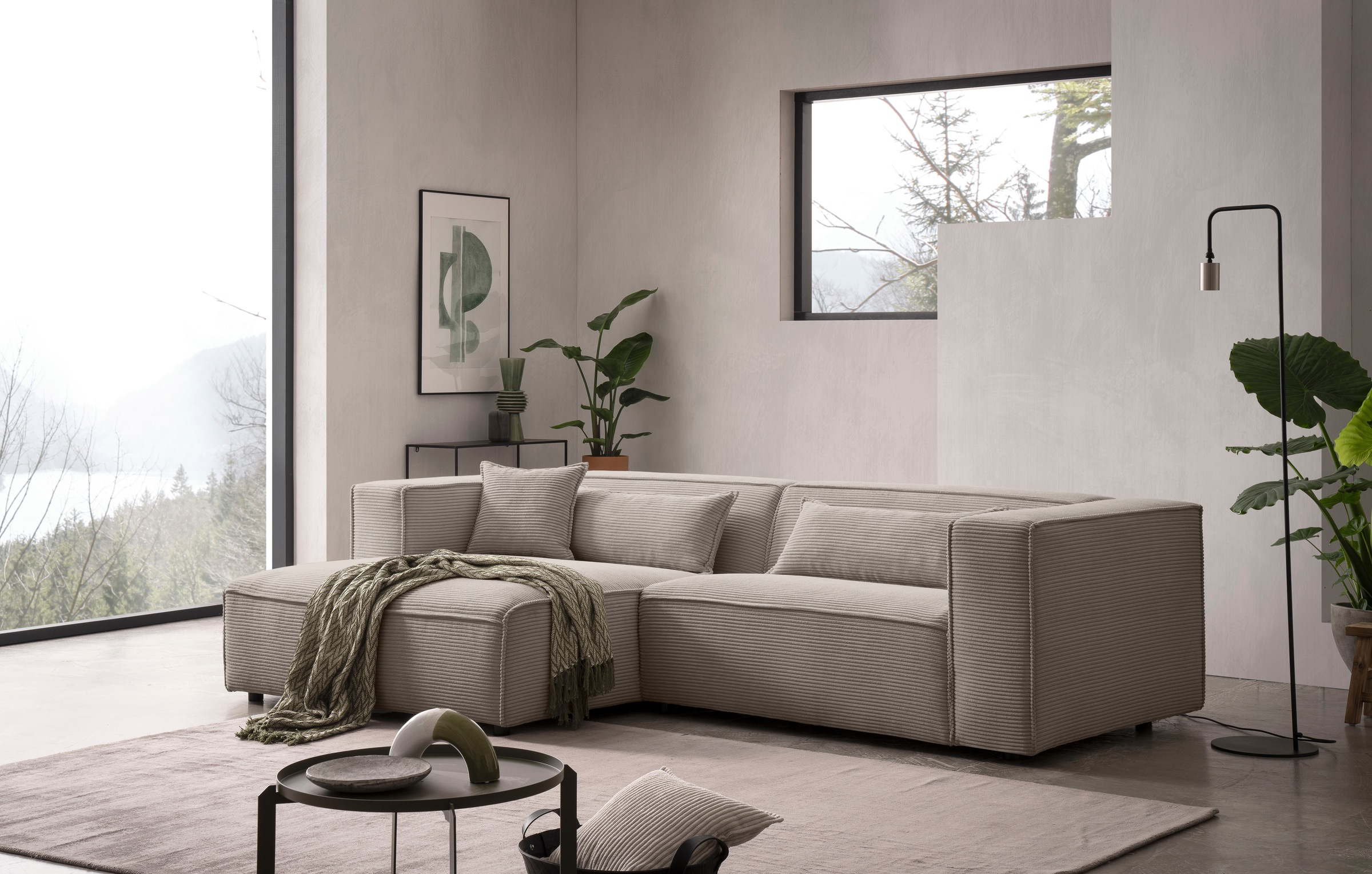 LeGer Home by Lena Gercke Ecksofa »PIARA mit Kedernaht, Cord, Leinenoptik o günstig online kaufen