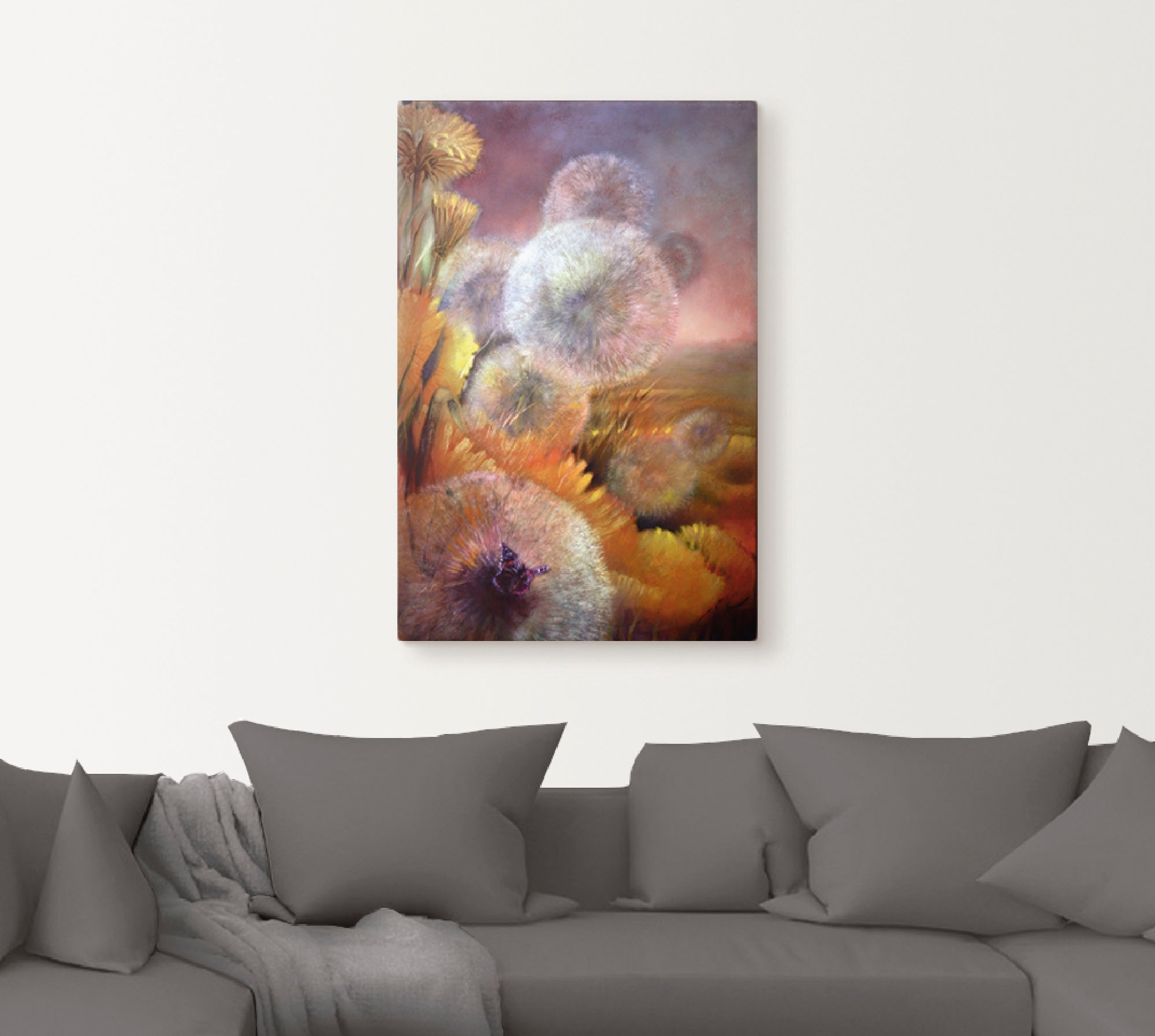 Artland Wandbild »Löwenzahn und Schmetterling« Blumen 1 Stk. tlg. als Leinw günstig online kaufen