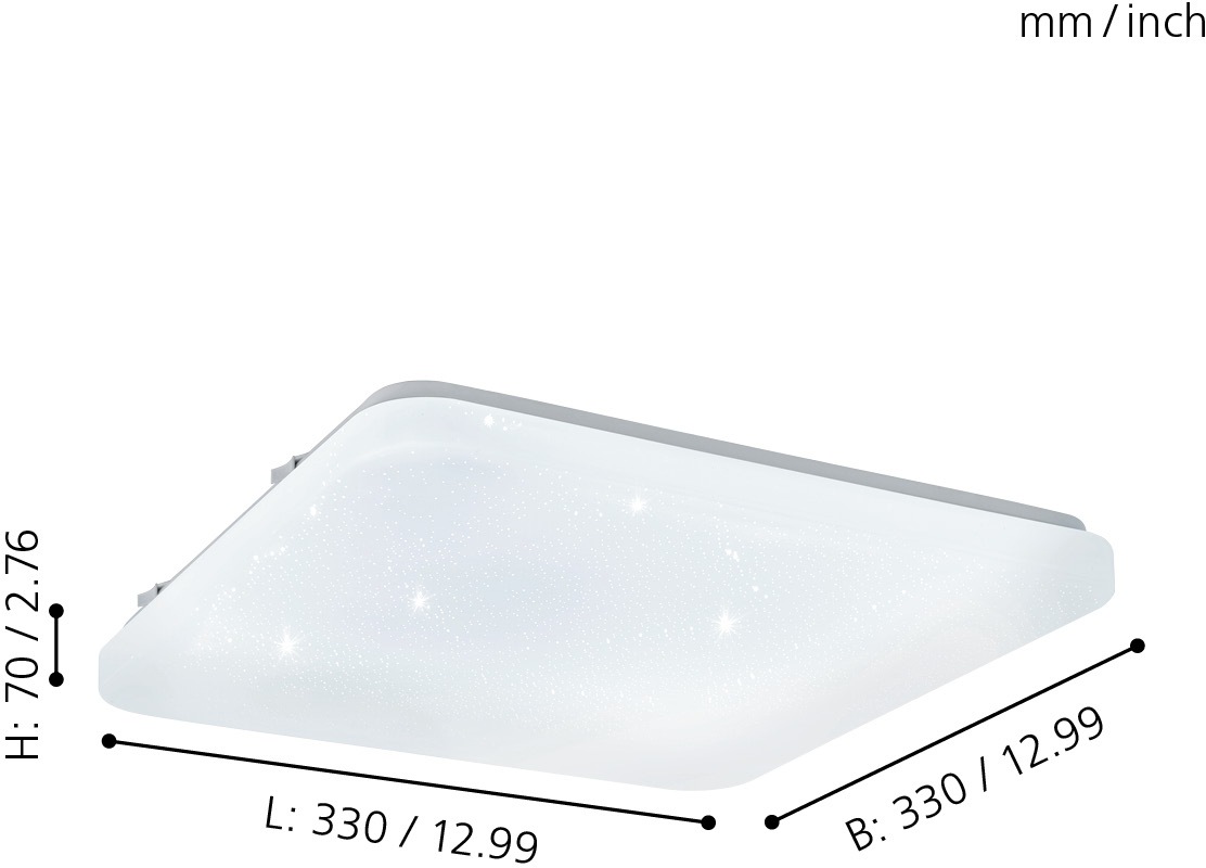 EGLO LED Deckenleuchte »FRANIA-S«, LED-Board, Warmweiß, weiß / L33 x H7 x B33 cm / inkl. 1 x LED-Platine (je 14,6W, 1600lm, 3000K) / Deckenlampe - Sternenhimmel - warmweißes Licht - Schlafzimmerlampe - Kinderzimmerlampe